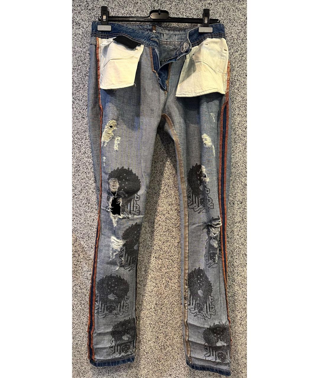 PHILIPP PLEIN Голубые хлопковые джинсы слим, фото 8