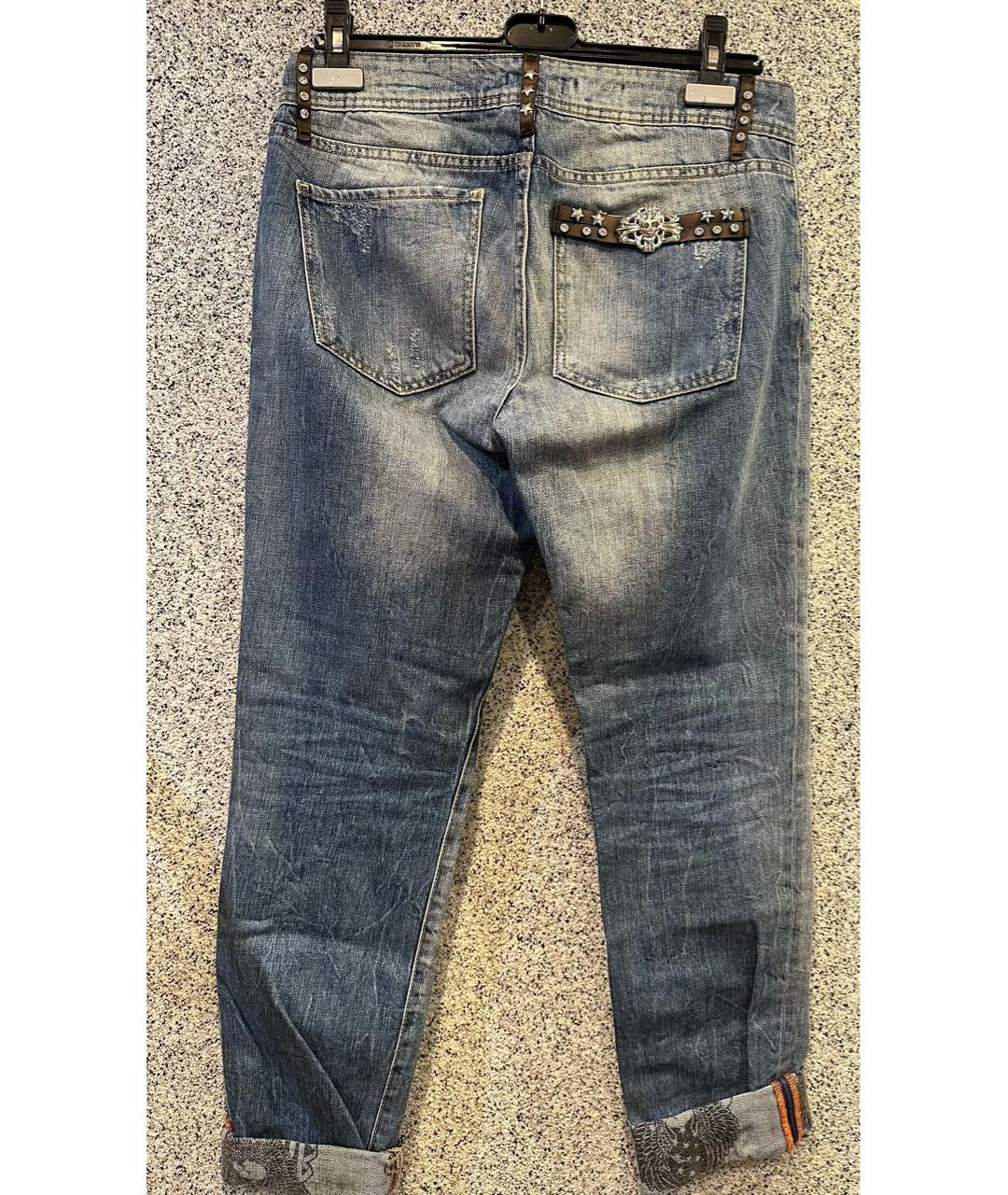 PHILIPP PLEIN Голубые хлопковые джинсы слим, фото 2