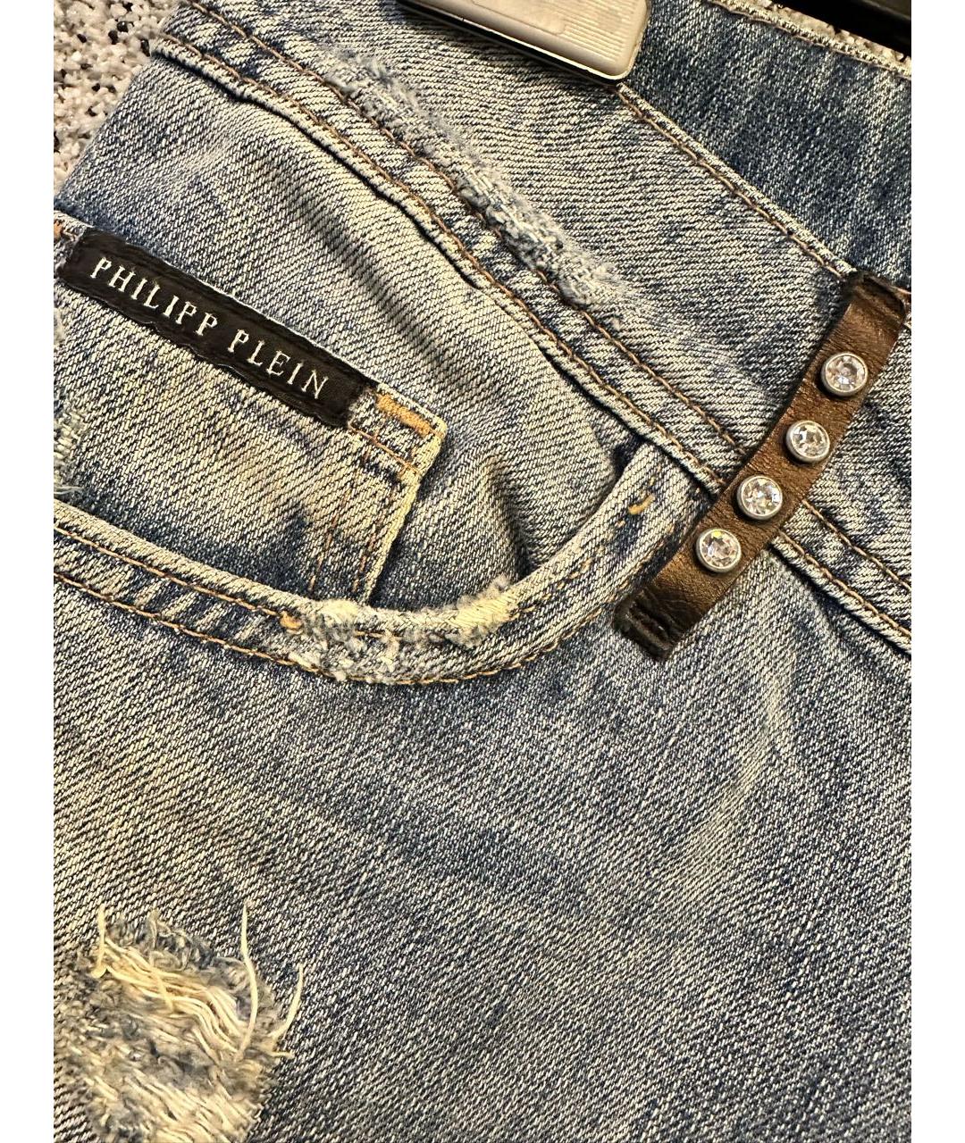 PHILIPP PLEIN Голубые хлопковые джинсы слим, фото 4