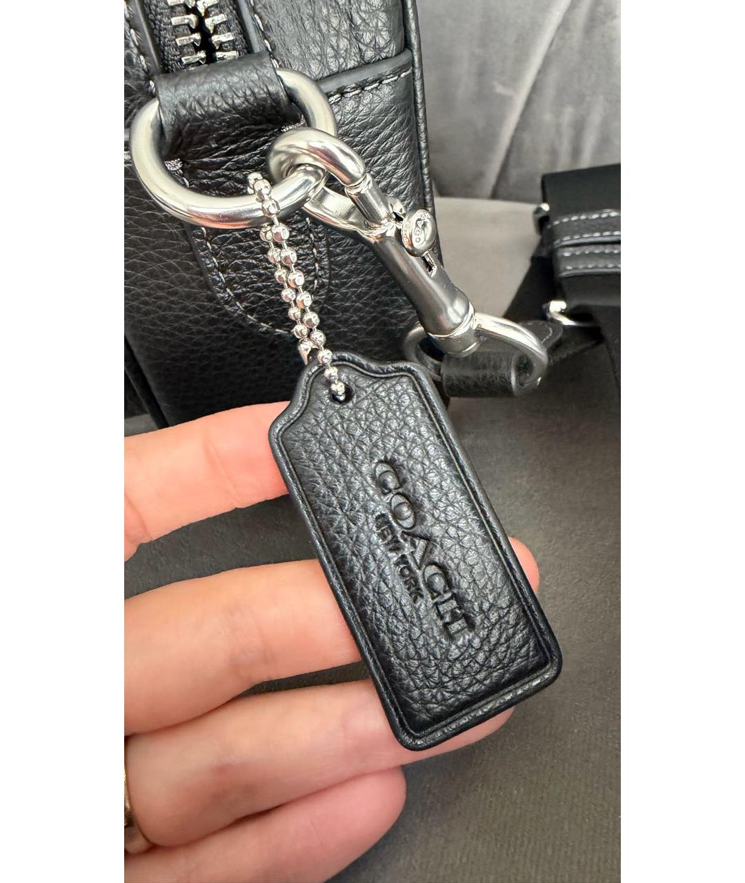 COACH Черная кожаная сумка на плечо, фото 5