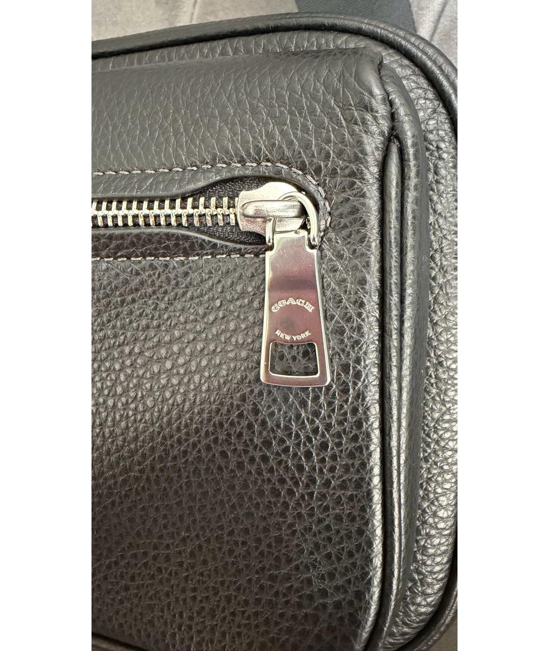 COACH Черная кожаная сумка на плечо, фото 4