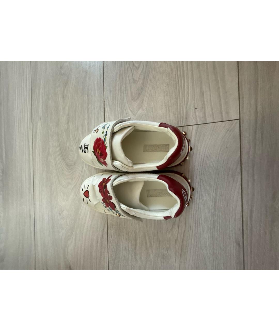 DOLCE & GABBANA KIDS Белые кожаные кеды, фото 4