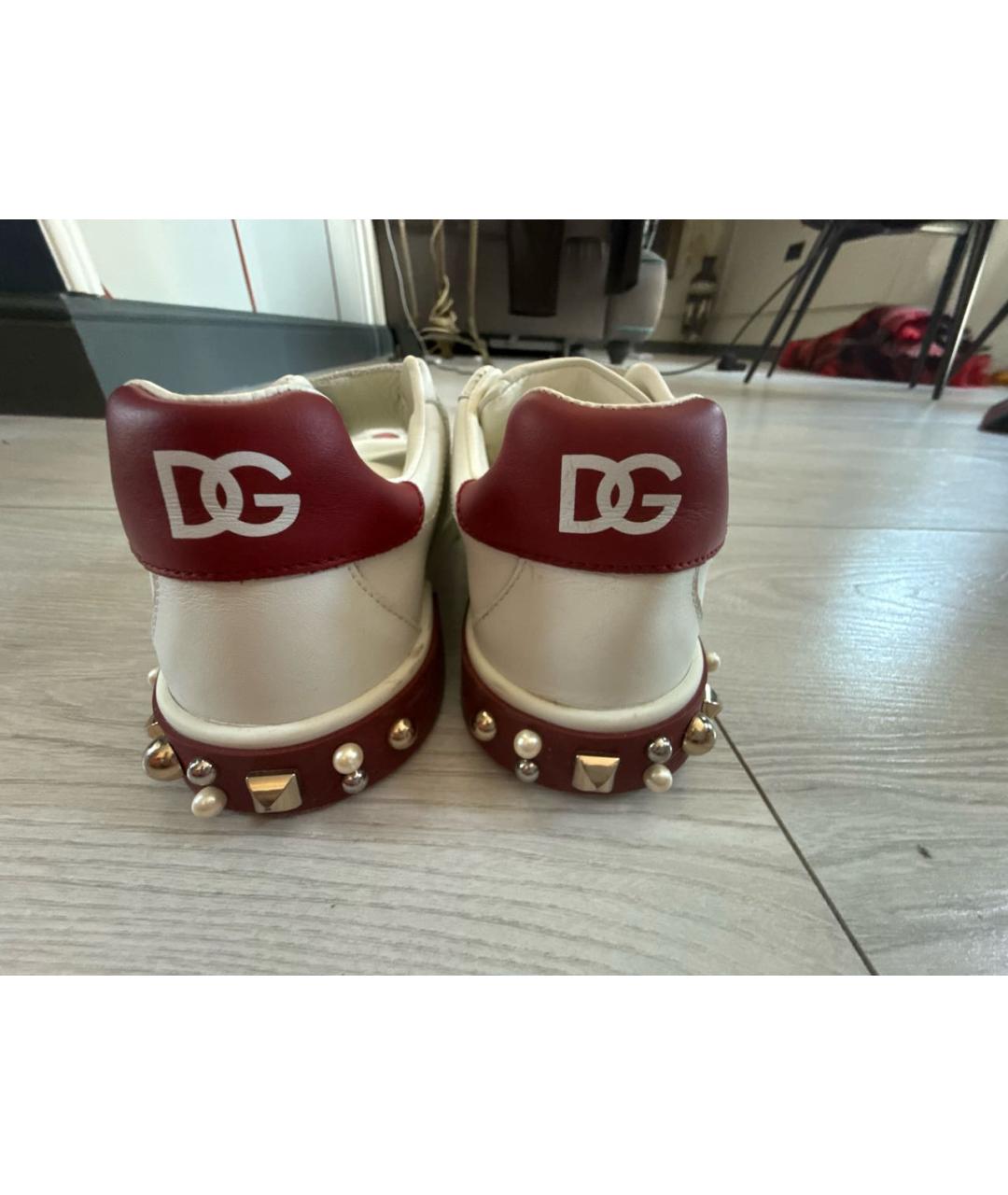 DOLCE & GABBANA KIDS Белые кожаные кеды, фото 3