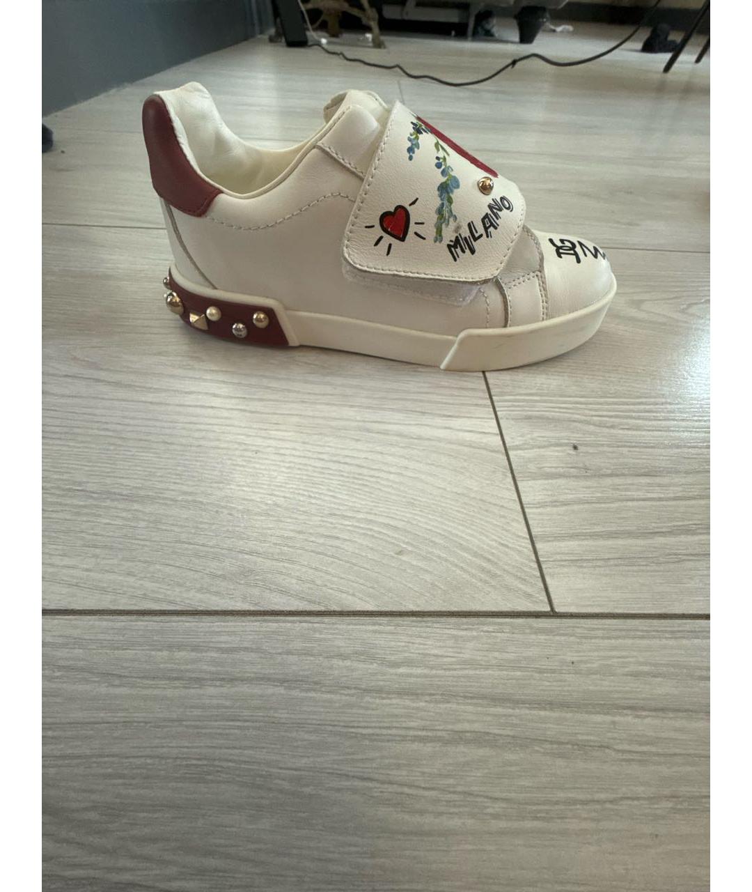 DOLCE & GABBANA KIDS Белые кожаные кеды, фото 2