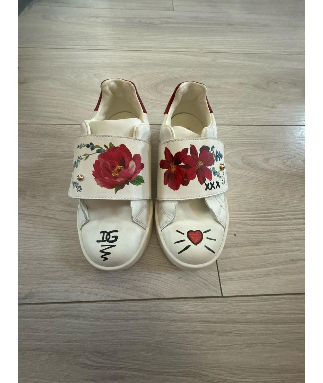 DOLCE & GABBANA KIDS Белые кожаные кеды, фото 5