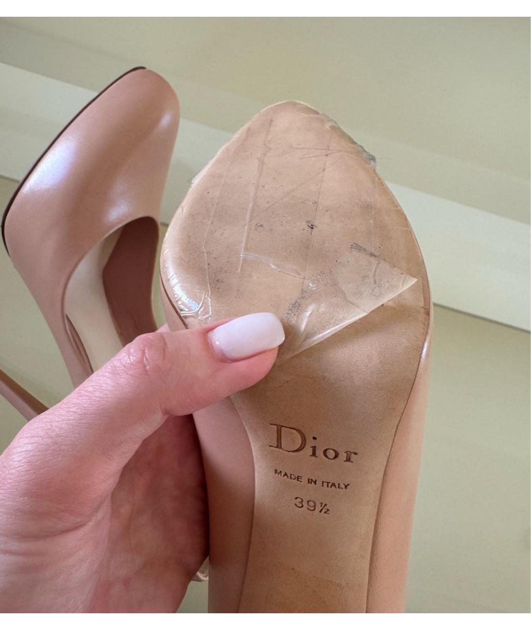 CHRISTIAN DIOR Бежевые кожаные туфли, фото 7