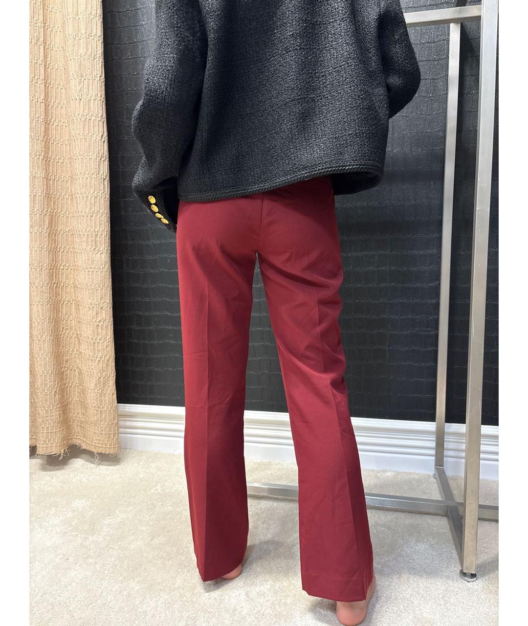 LIU JO Бордовые ацетатные прямые брюки, фото 2