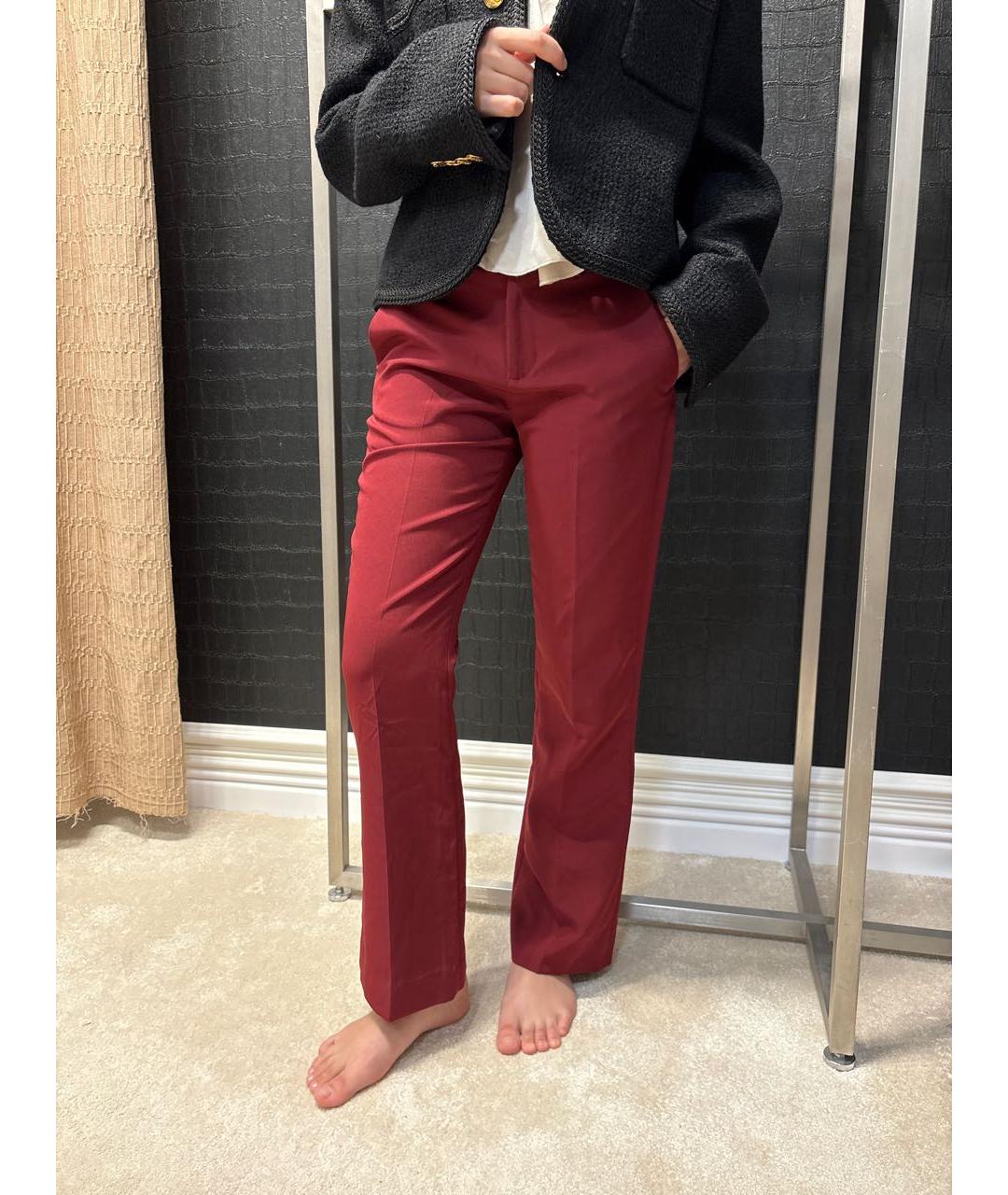 LIU JO Бордовые ацетатные прямые брюки, фото 9