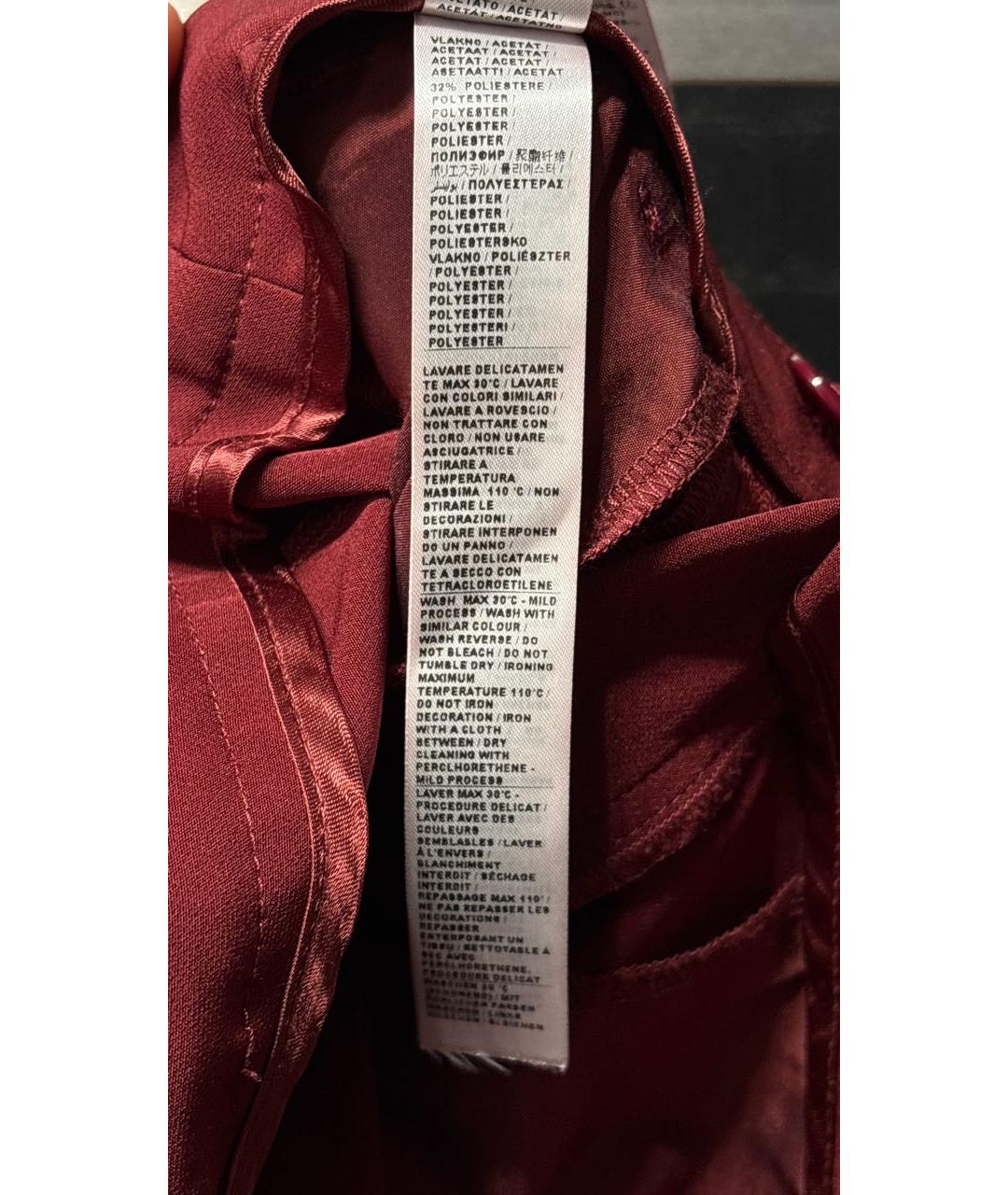 LIU JO Бордовые ацетатные прямые брюки, фото 8