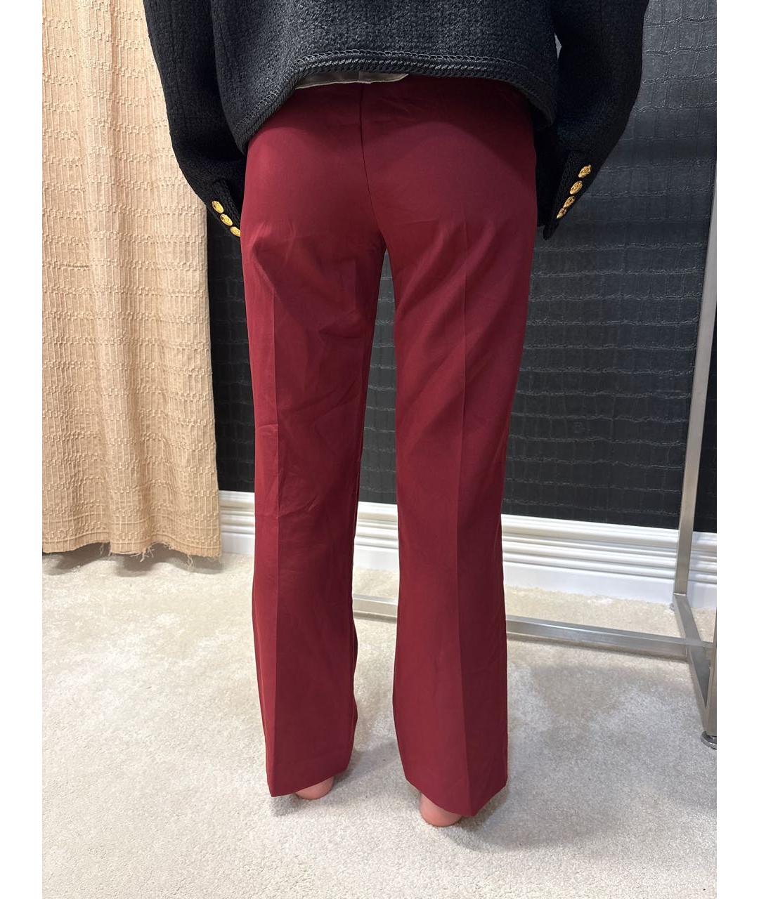 LIU JO Бордовые ацетатные прямые брюки, фото 3