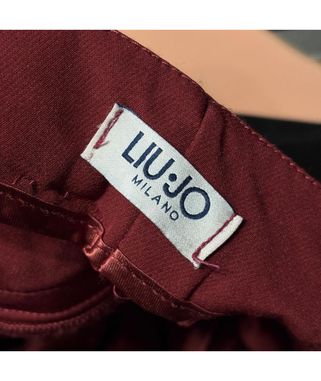 LIU JO Бордовые ацетатные прямые брюки, фото 6