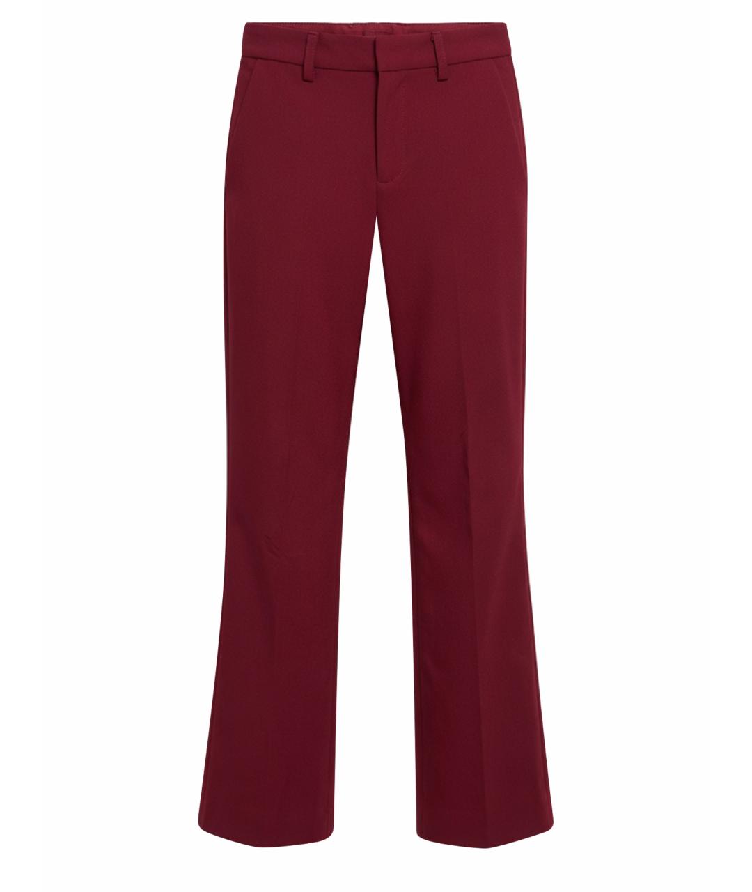 LIU JO Бордовые ацетатные прямые брюки, фото 1