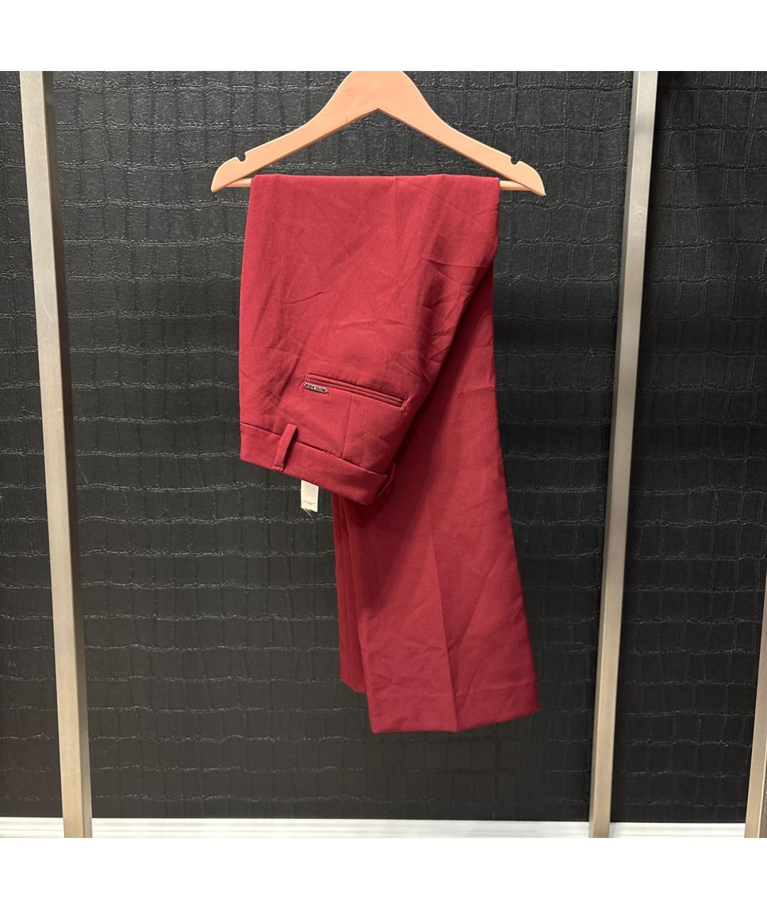 LIU JO Бордовые ацетатные прямые брюки, фото 4