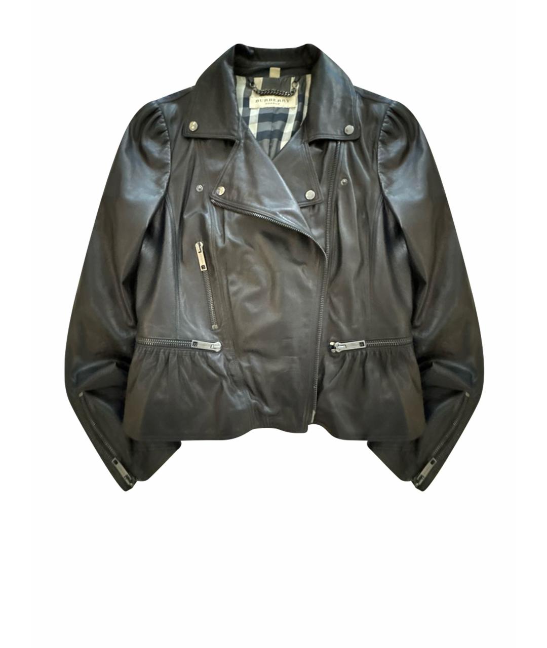 BURBERRY Черная кожаная куртка, фото 1