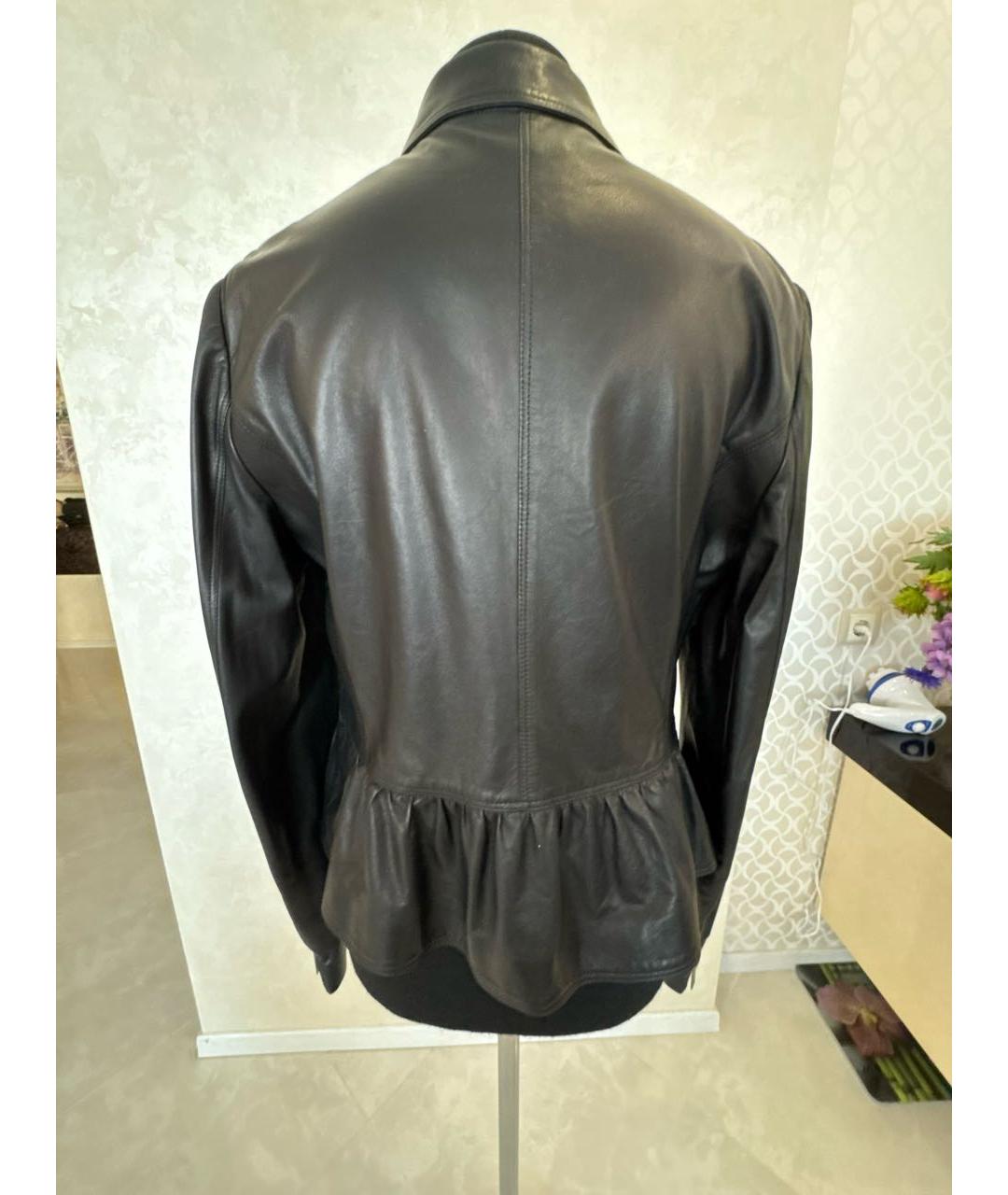 BURBERRY Черная кожаная куртка, фото 2