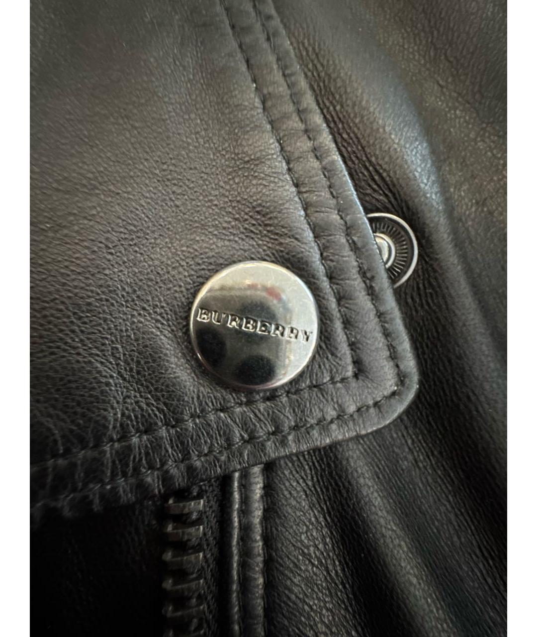 BURBERRY Черная кожаная куртка, фото 4