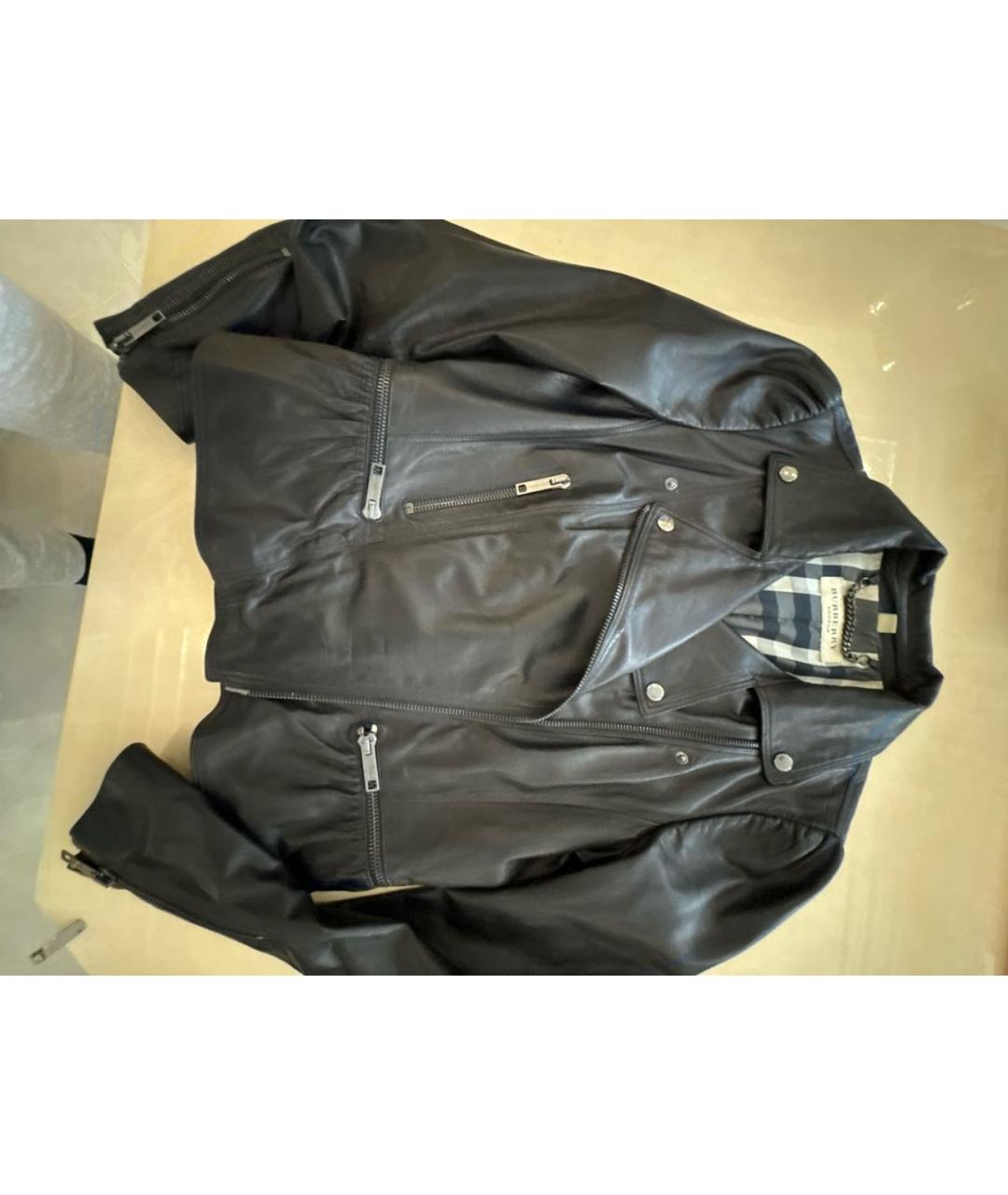 BURBERRY Черная кожаная куртка, фото 3