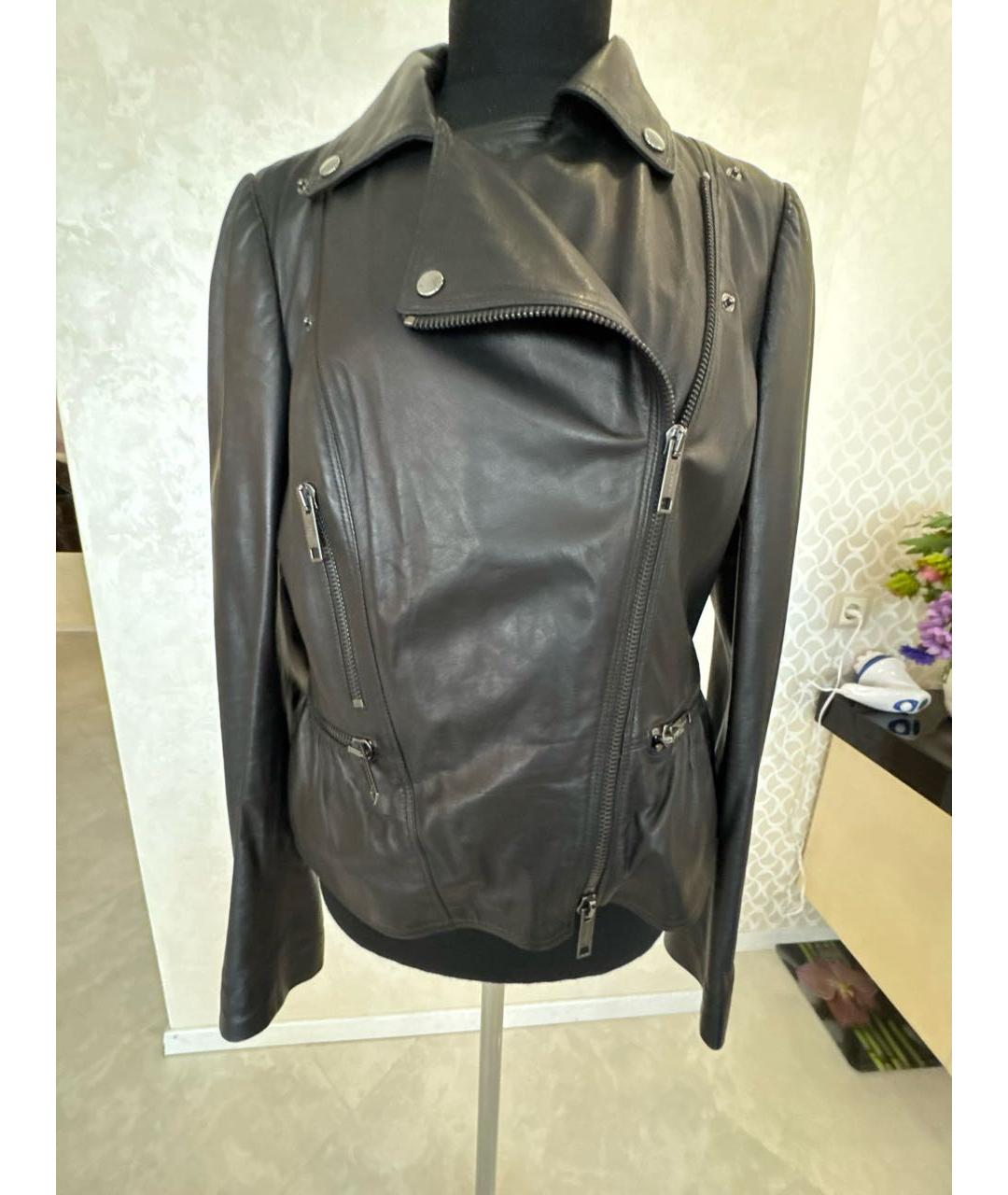 BURBERRY Черная кожаная куртка, фото 5