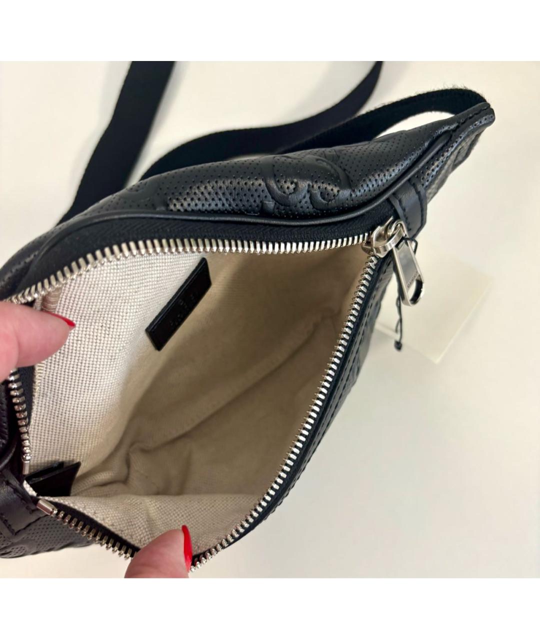 GUCCI Черная кожаная поясная сумка, фото 4