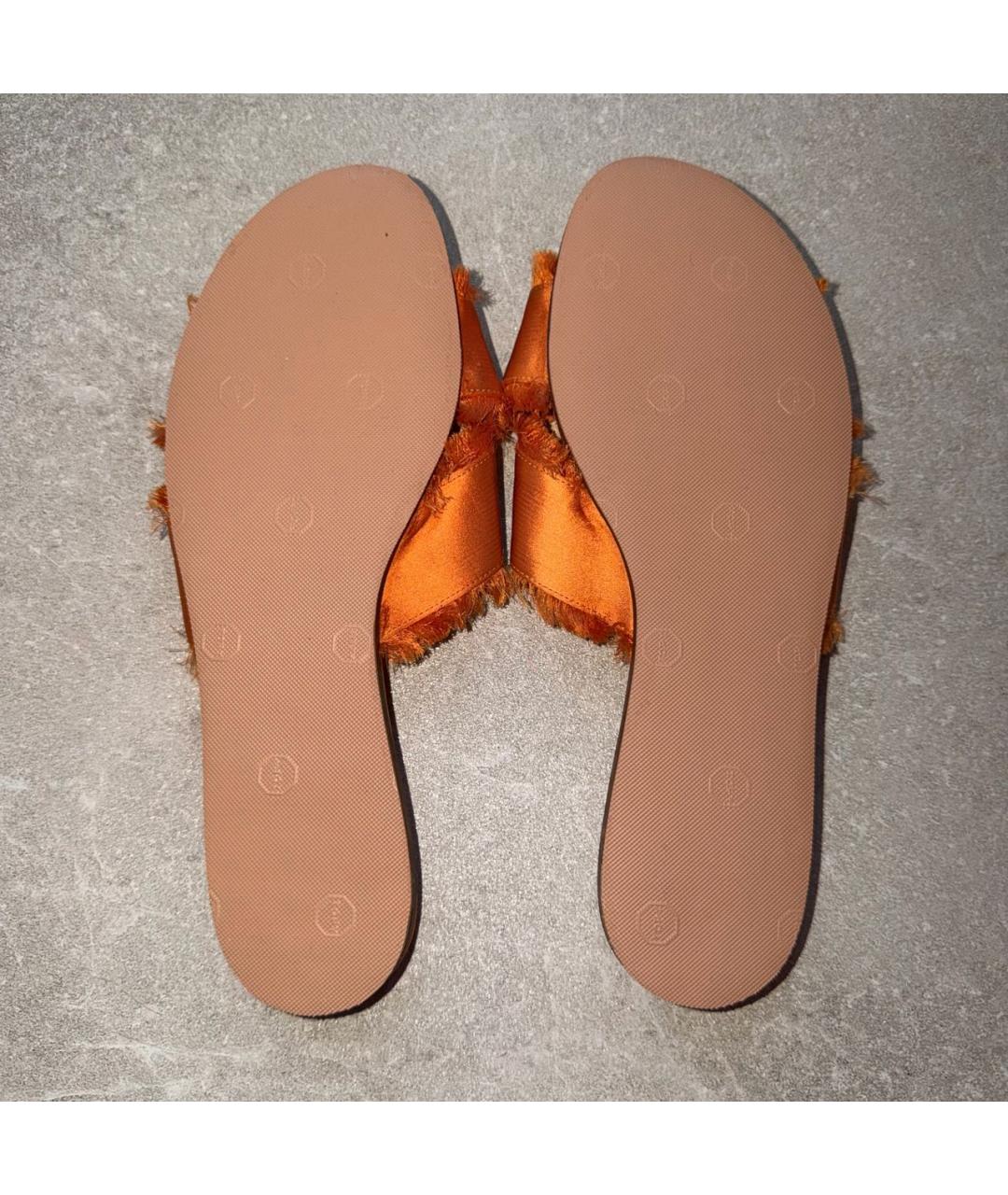 GIANVITO ROSSI Оранжевое текстильные шлепанцы, фото 6