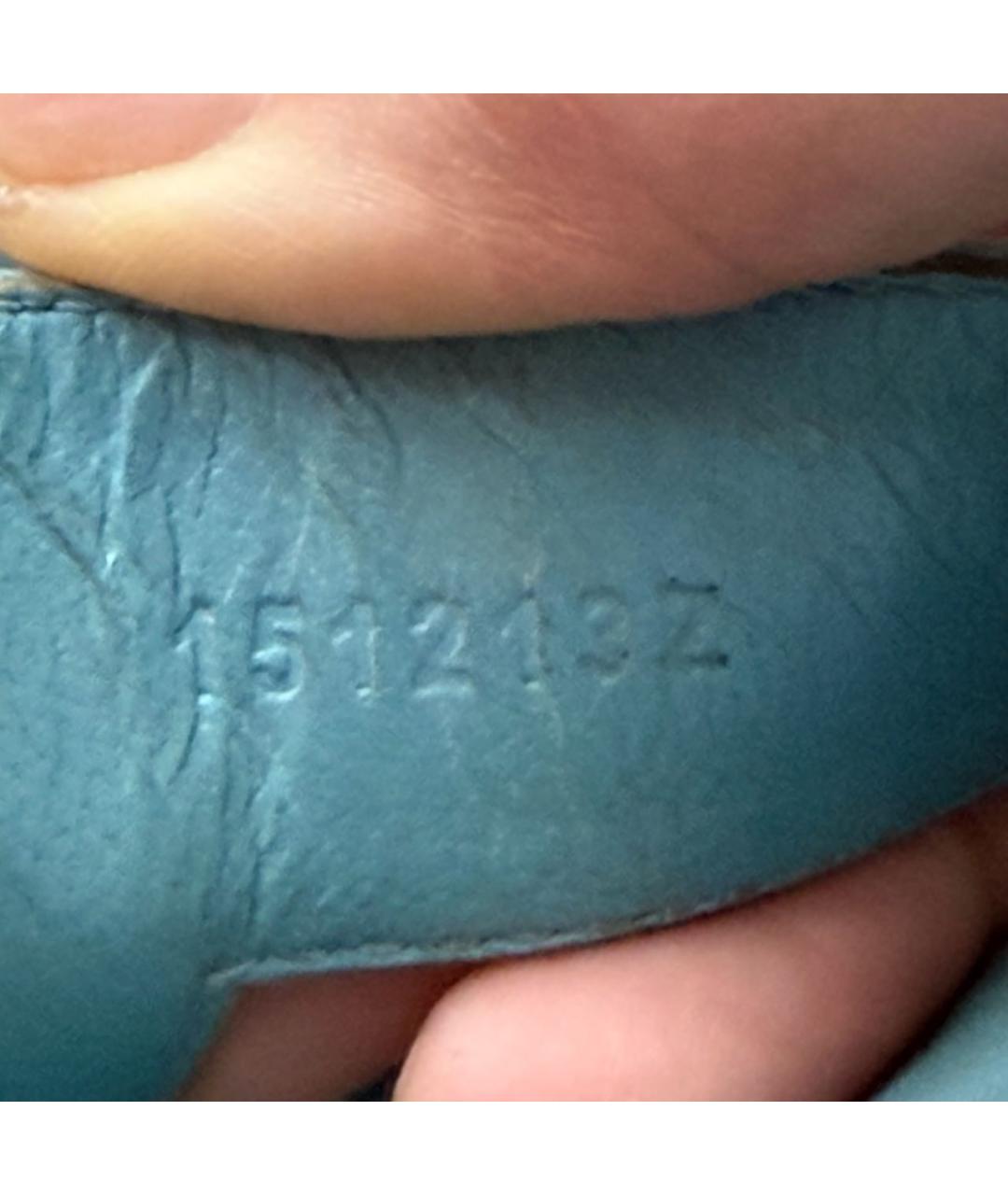 HERMES Голубые кожаные шлепанцы, фото 6