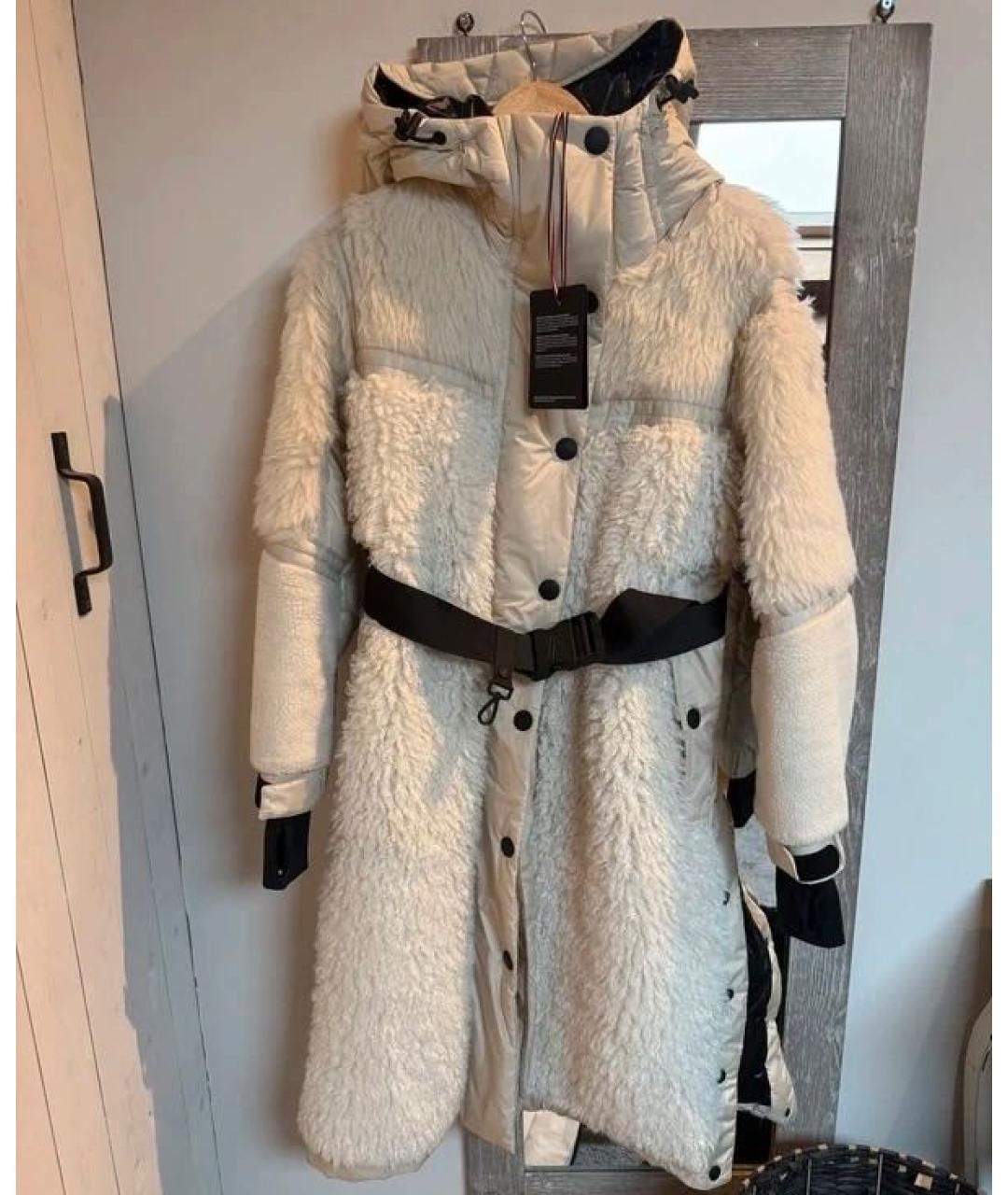 MONCLER Бежевый полиэстеровый пуховик, фото 9