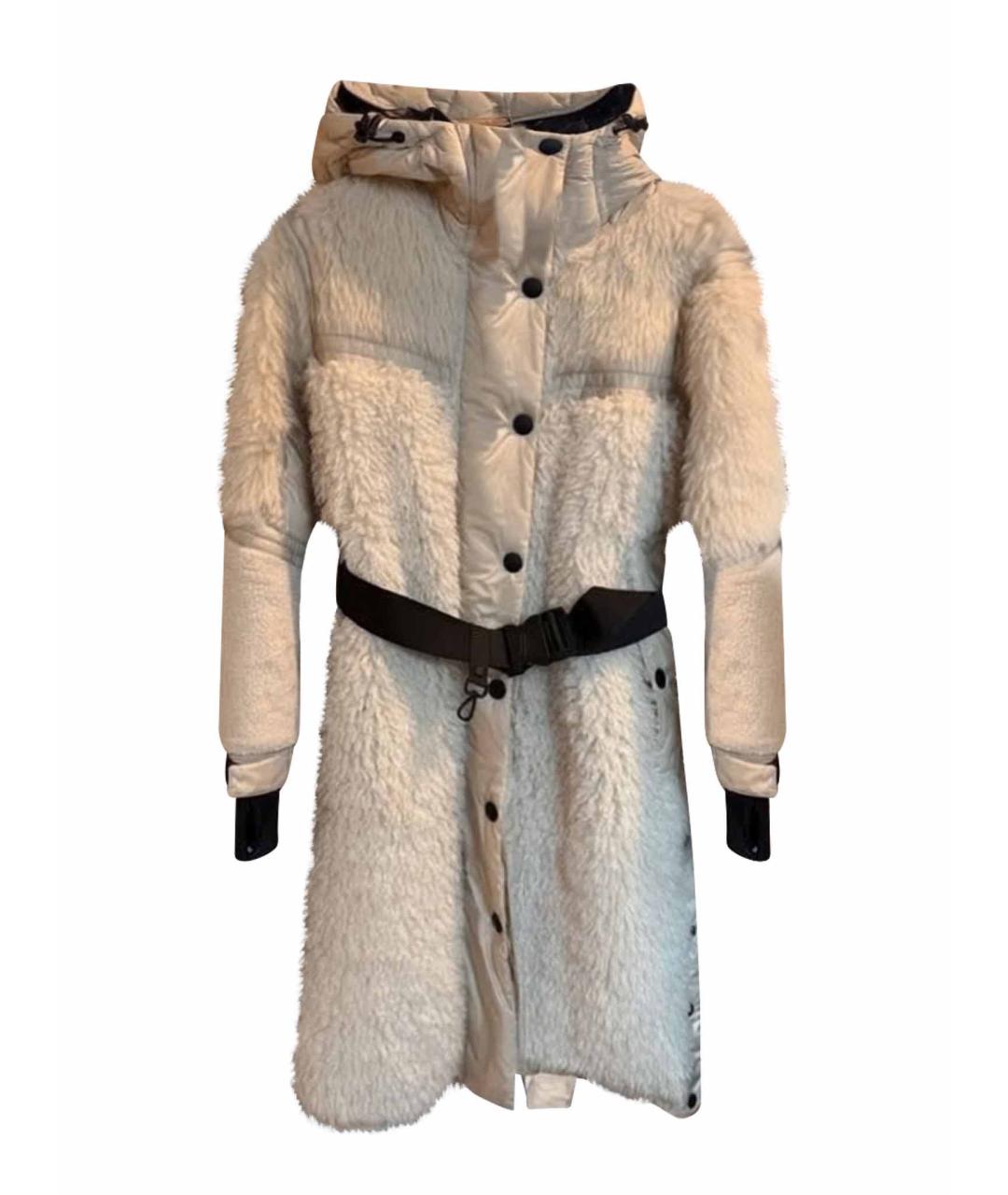 MONCLER Бежевый полиэстеровый пуховик, фото 1