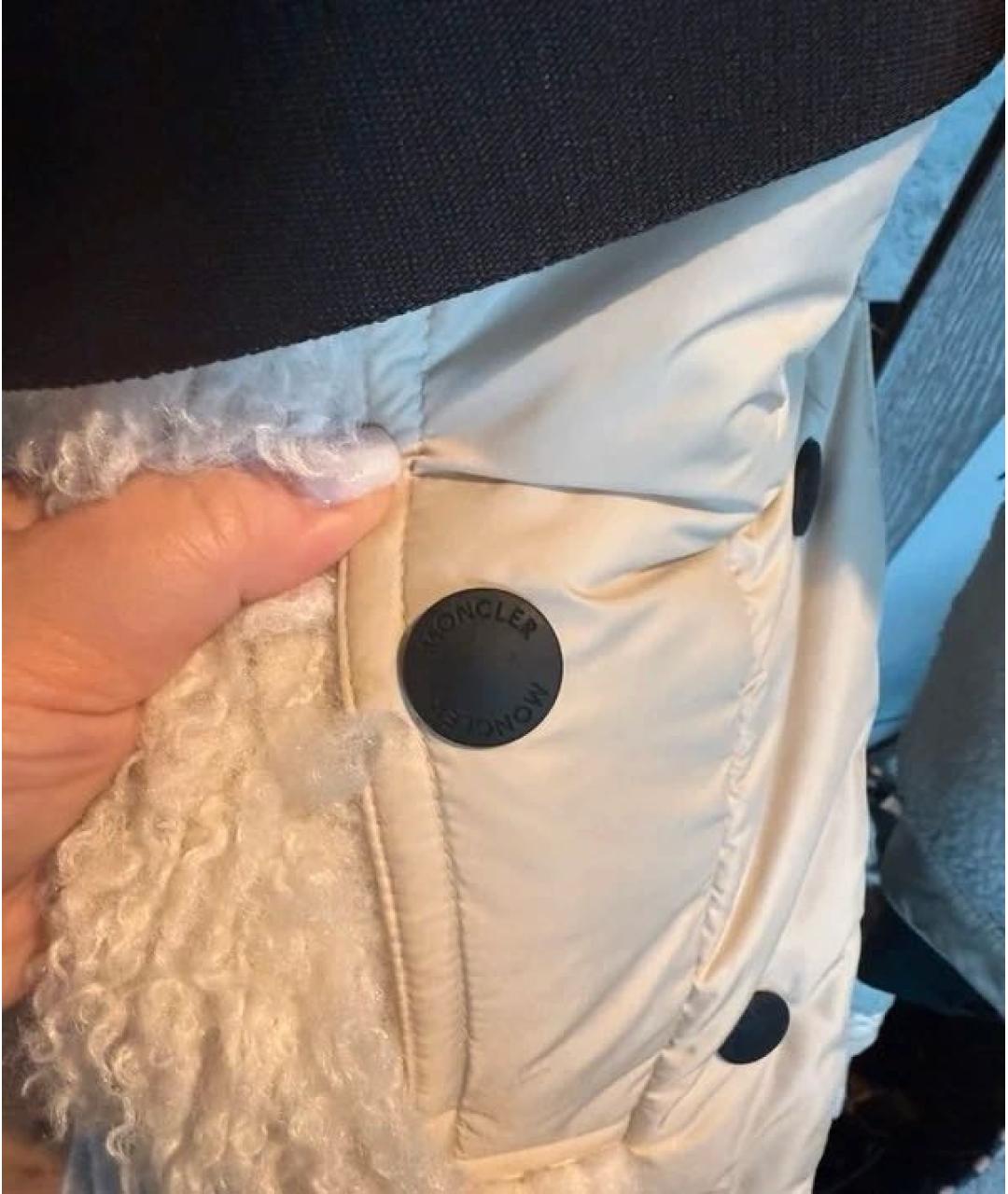 MONCLER Бежевый полиэстеровый пуховик, фото 7