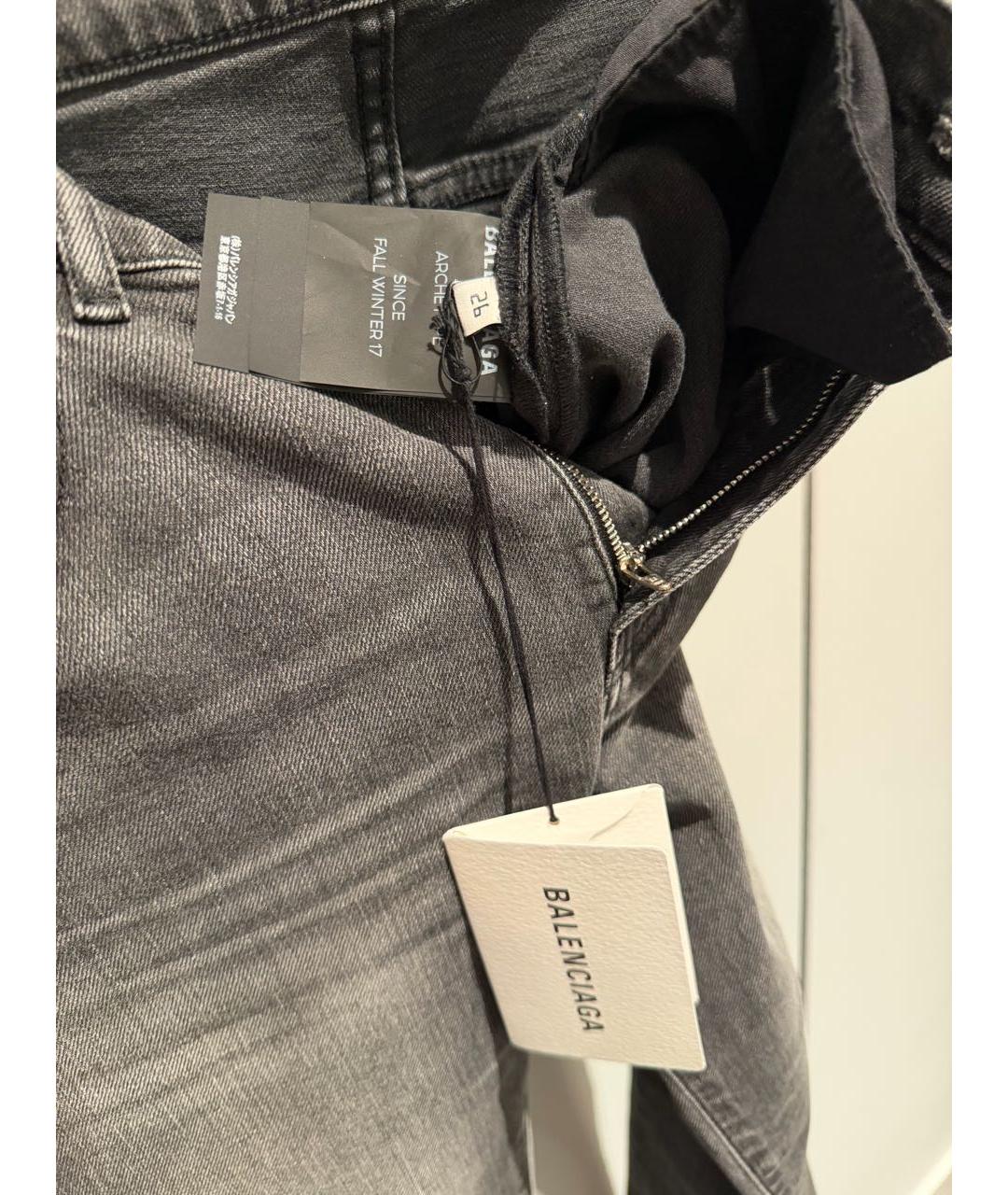BALENCIAGA Серые хлопко-эластановые джинсы слим, фото 5