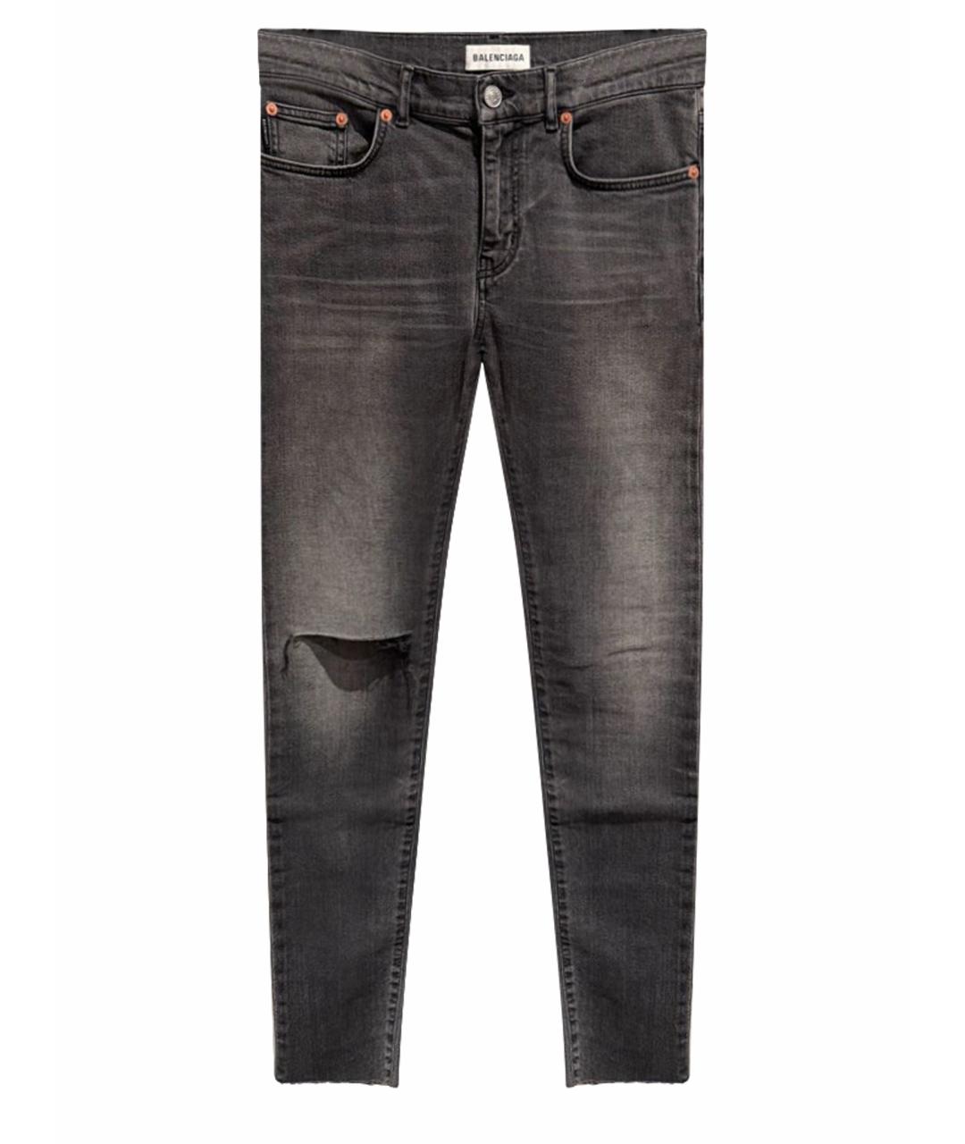 BALENCIAGA Серые хлопко-эластановые джинсы слим, фото 1