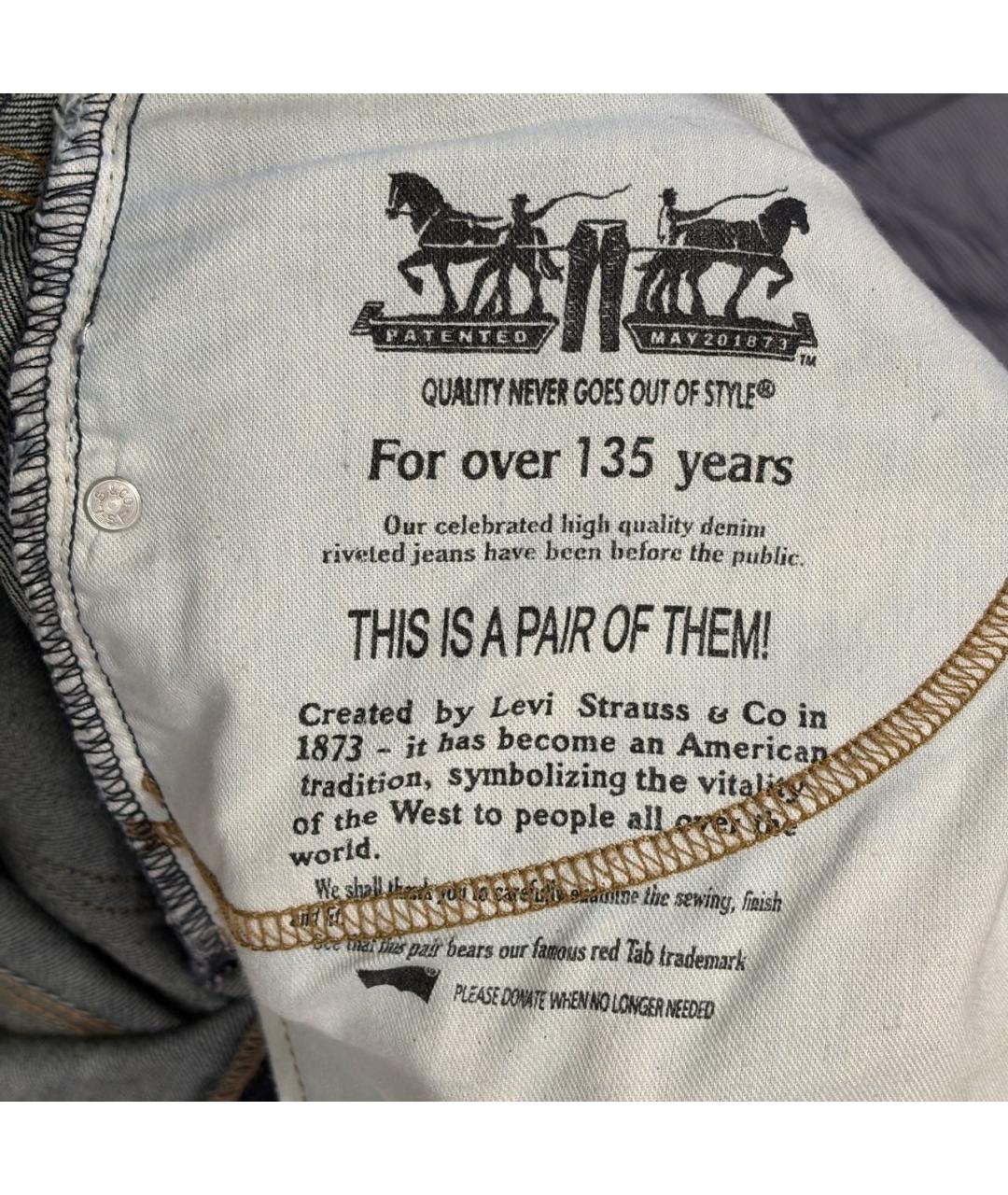 LEVI'S Темно-синие хлопковые прямые джинсы, фото 6