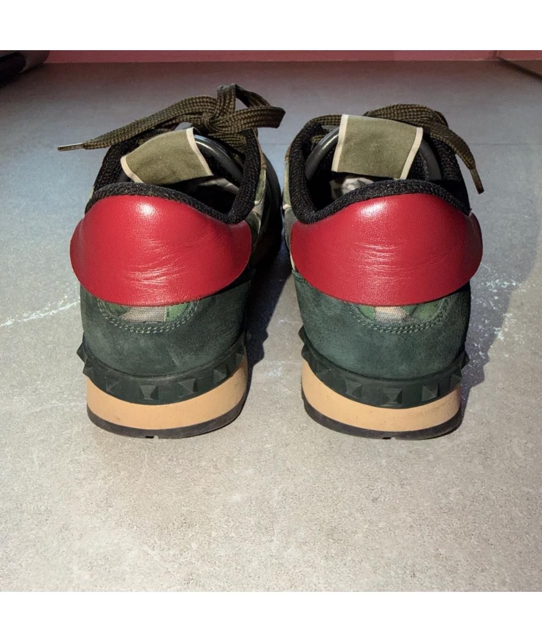 VALENTINO Хаки кожаные кроссовки, фото 4
