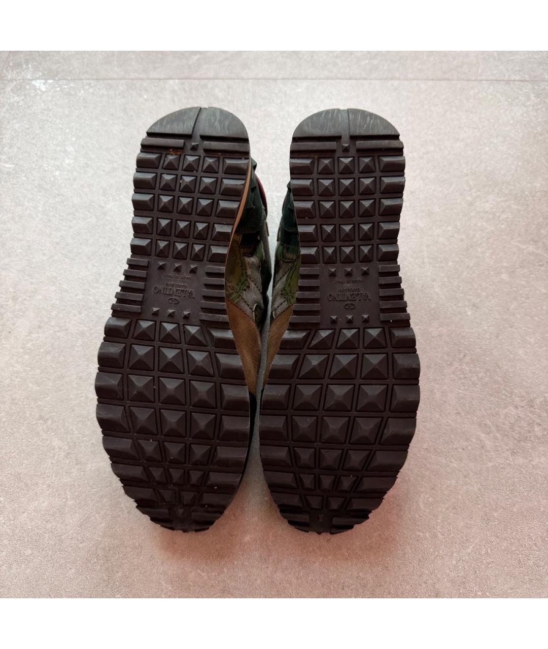 VALENTINO Хаки кожаные кроссовки, фото 5
