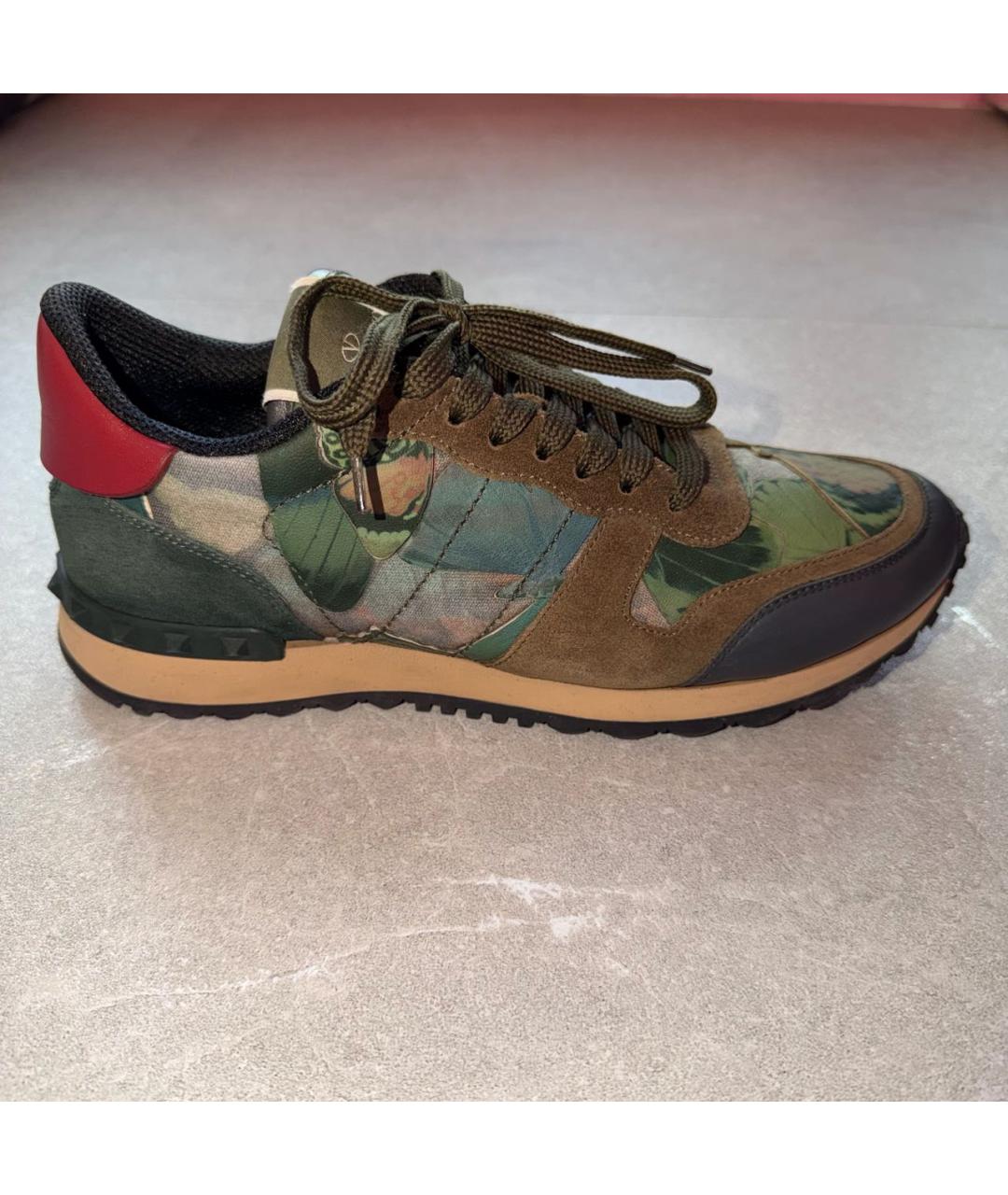 VALENTINO Хаки кожаные кроссовки, фото 8