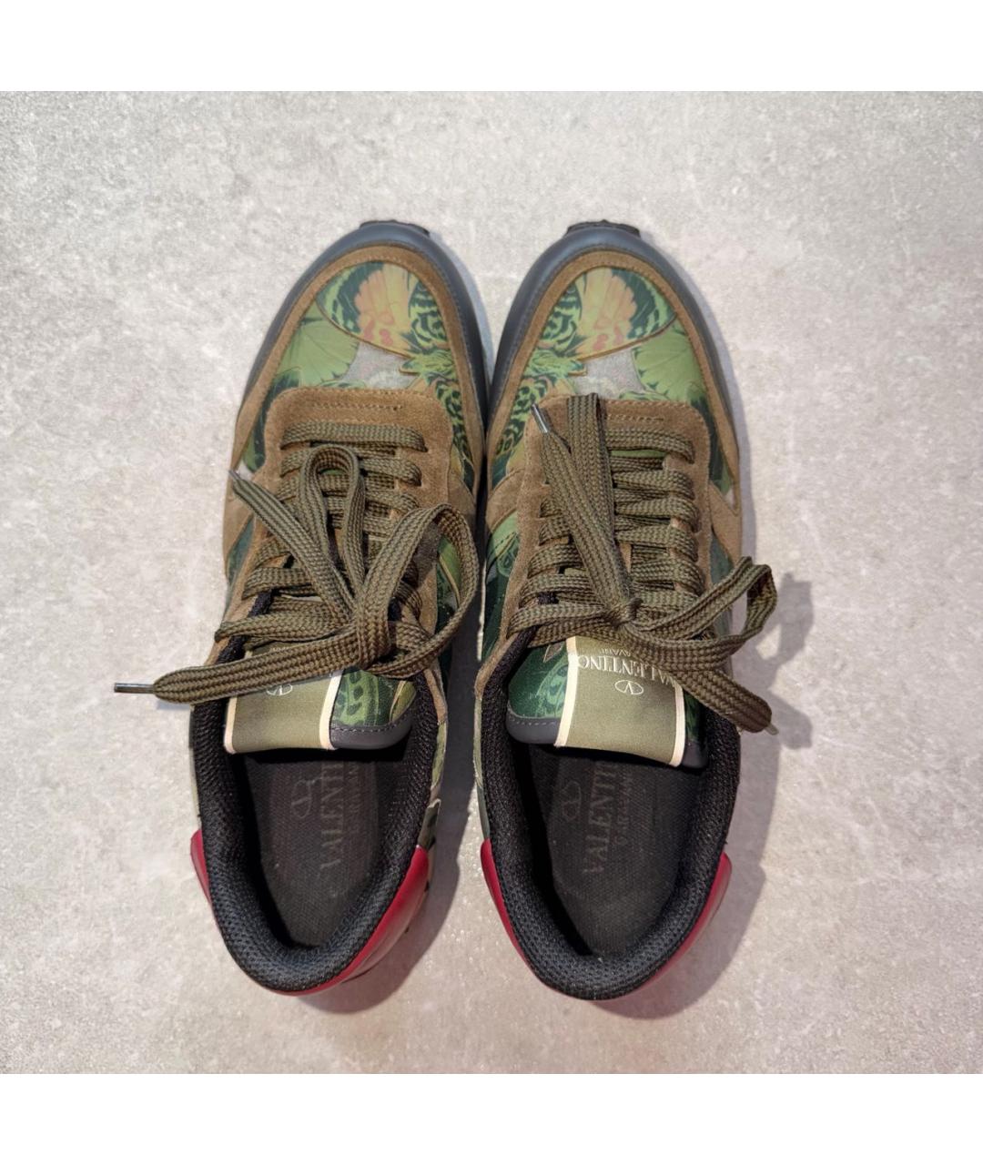 VALENTINO Хаки кожаные кроссовки, фото 3