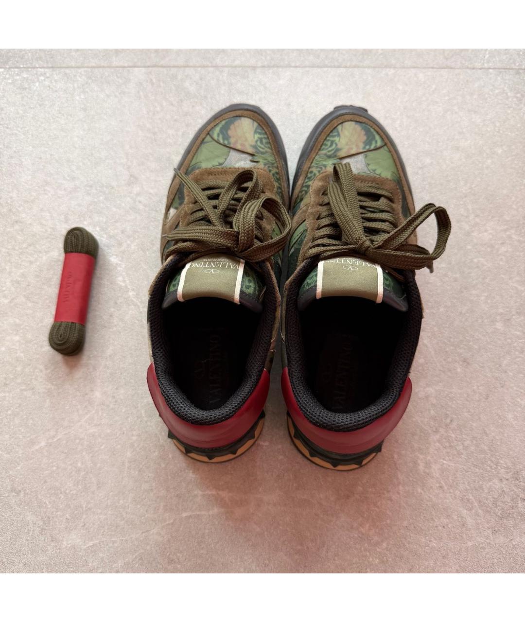 VALENTINO Хаки кожаные кроссовки, фото 7