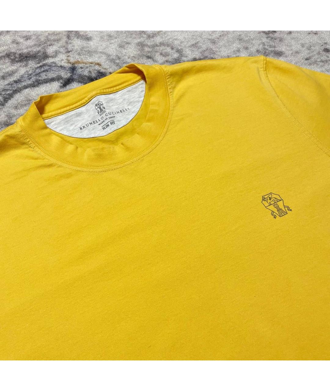 BRUNELLO CUCINELLI Желтая хлопковая футболка, фото 3