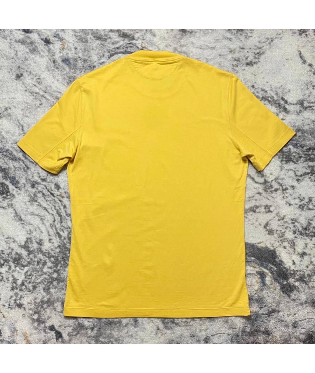 BRUNELLO CUCINELLI Желтая хлопковая футболка, фото 2