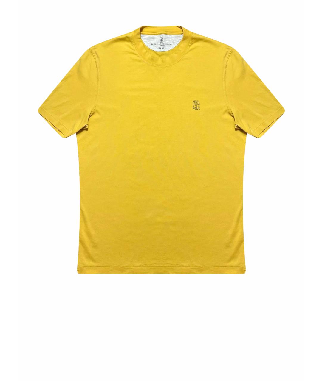 BRUNELLO CUCINELLI Желтая хлопковая футболка, фото 1