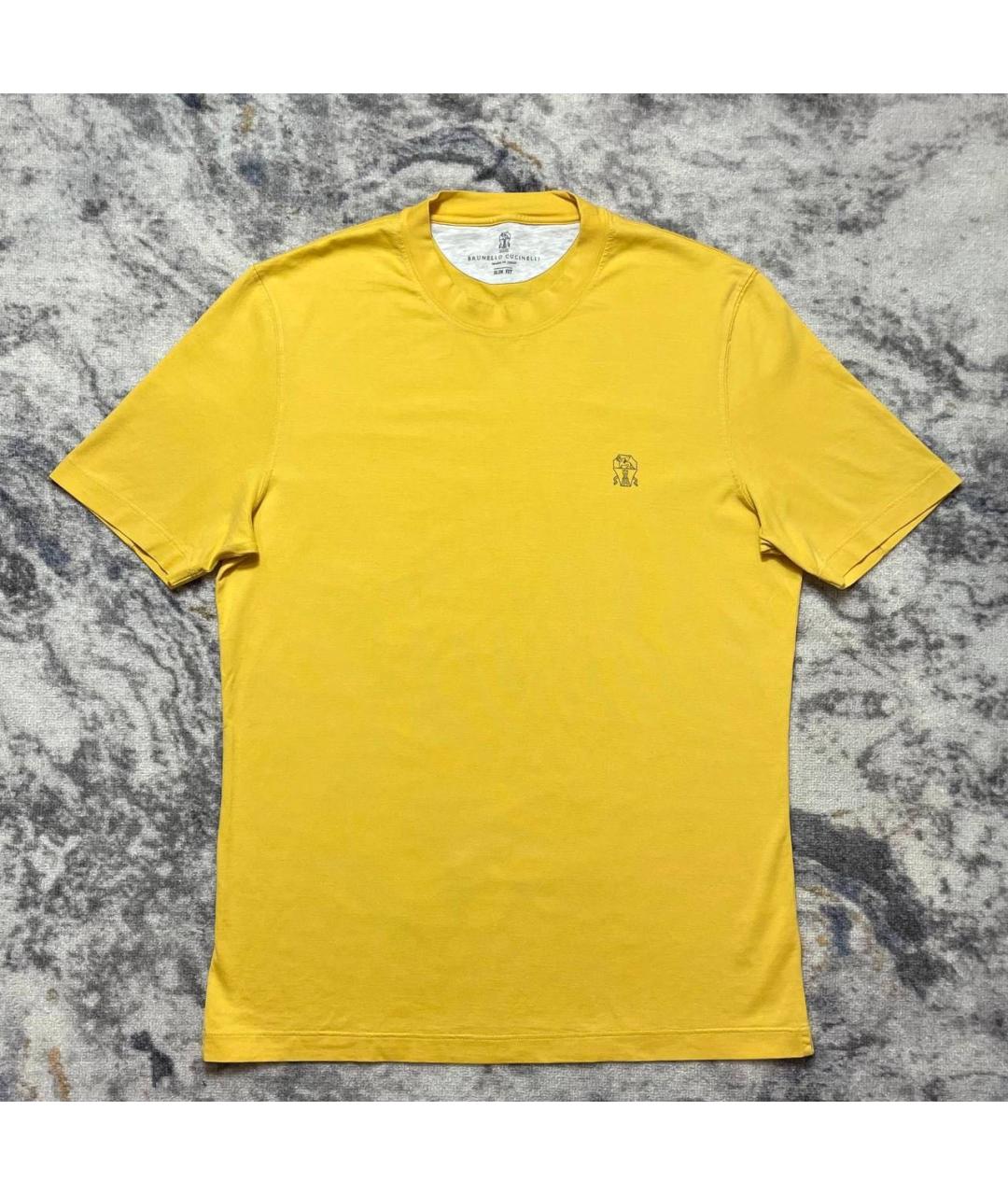BRUNELLO CUCINELLI Желтая хлопковая футболка, фото 6