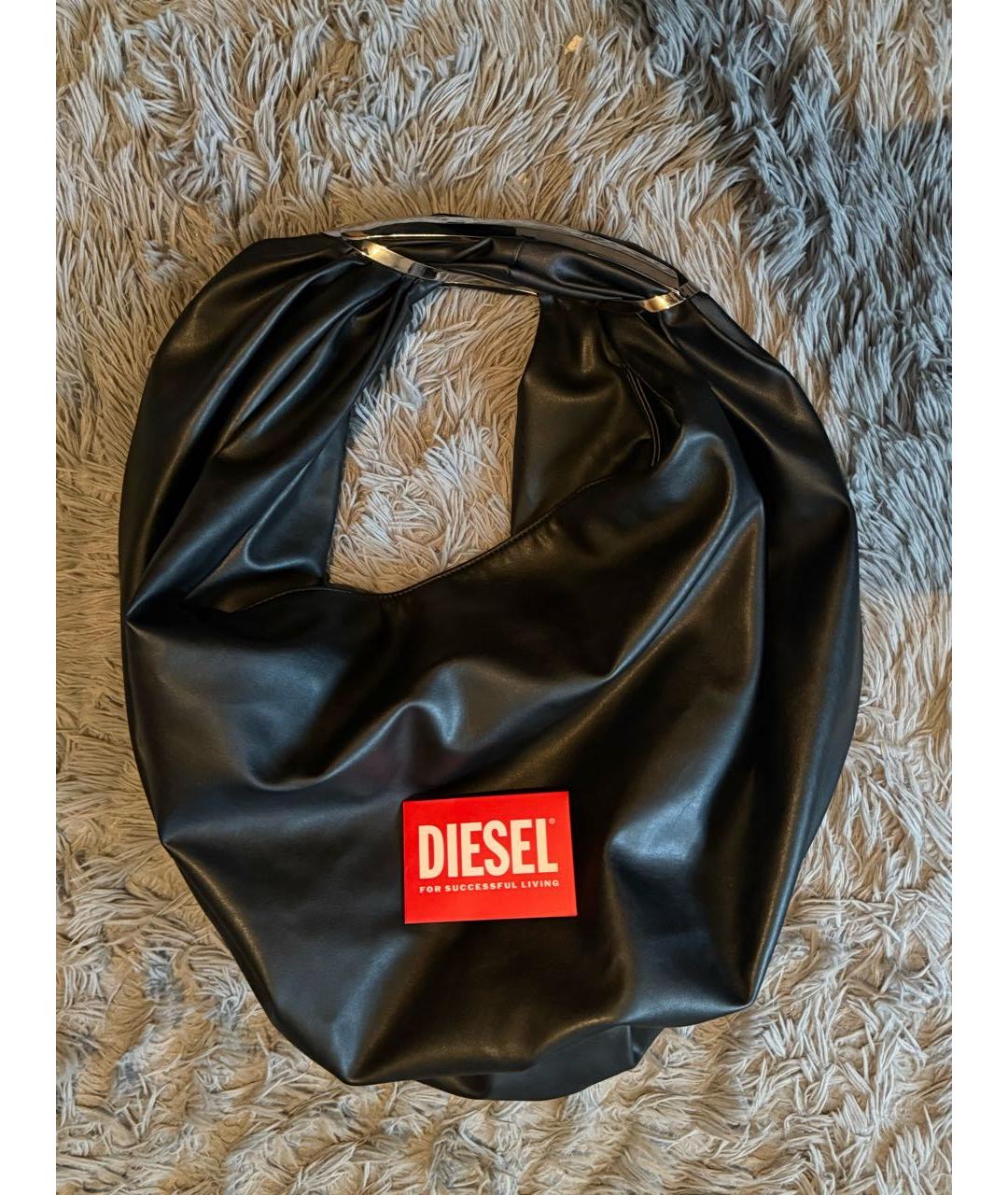 DIESEL Черная сумка с короткими ручками из искусственной кожи, фото 2