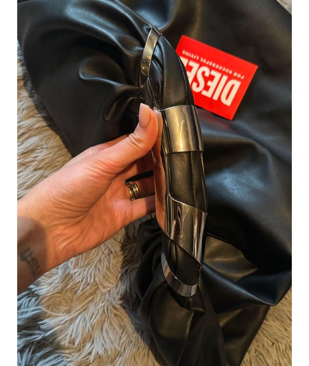 DIESEL Черная сумка с короткими ручками из искусственной кожи, фото 3