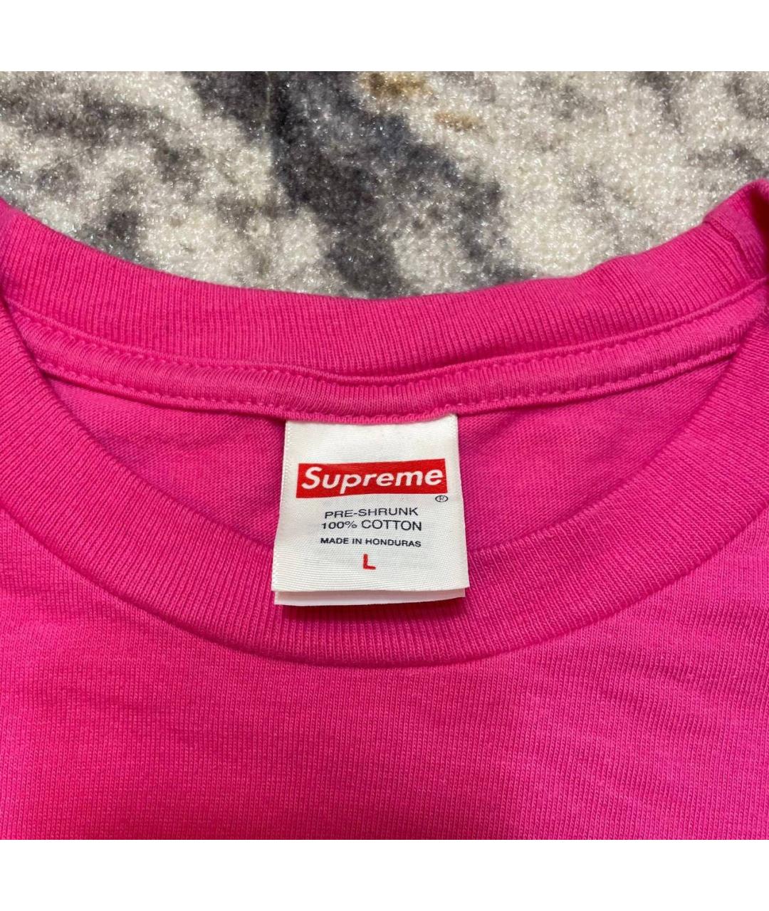 SUPREME Розовая хлопковая футболка, фото 5