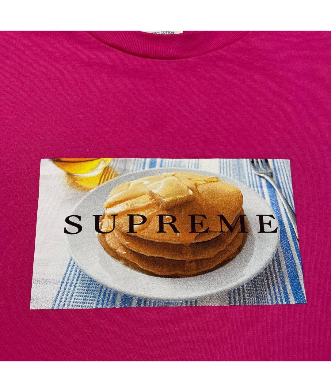 SUPREME Розовая хлопковая футболка, фото 4
