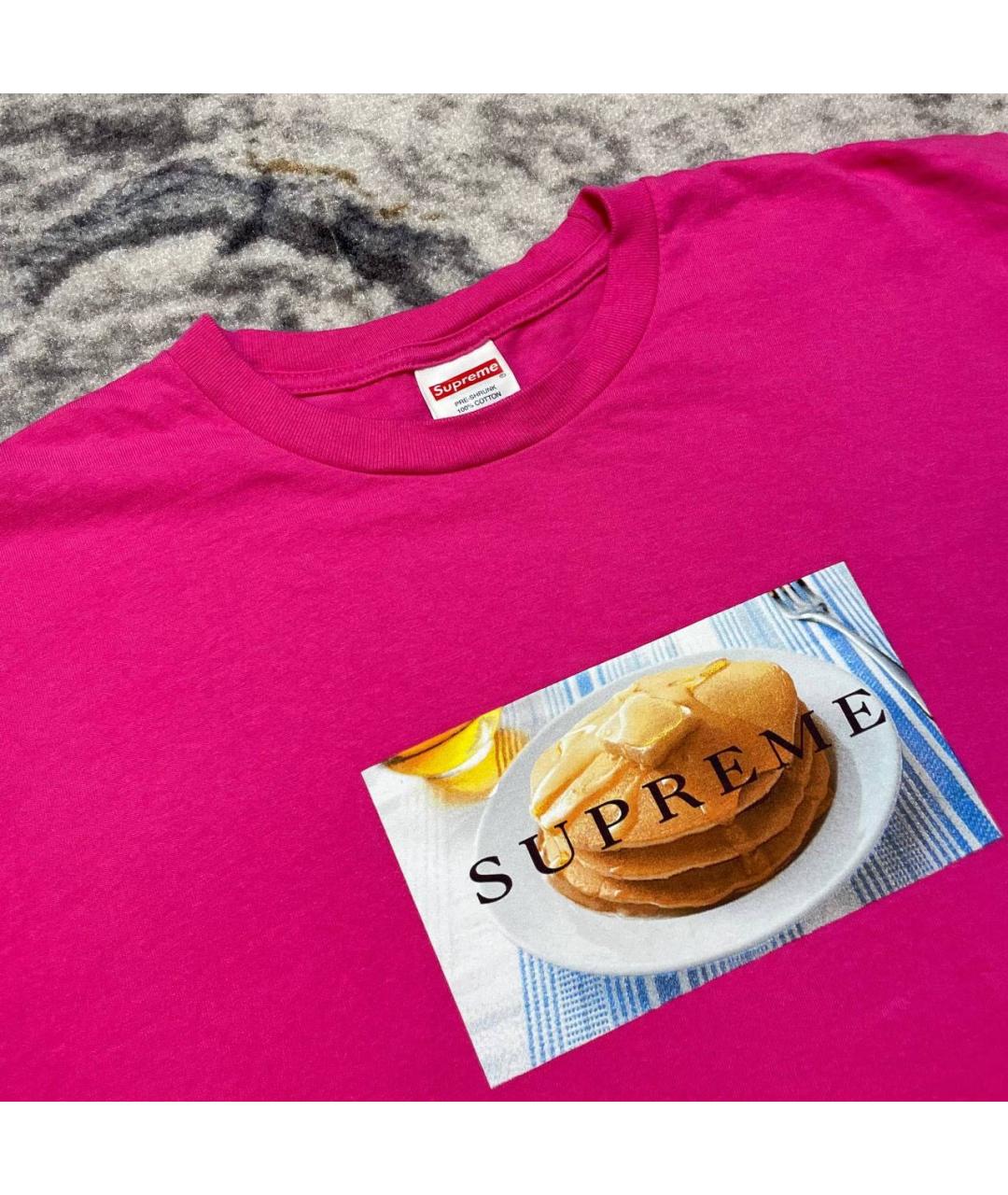 SUPREME Розовая хлопковая футболка, фото 3