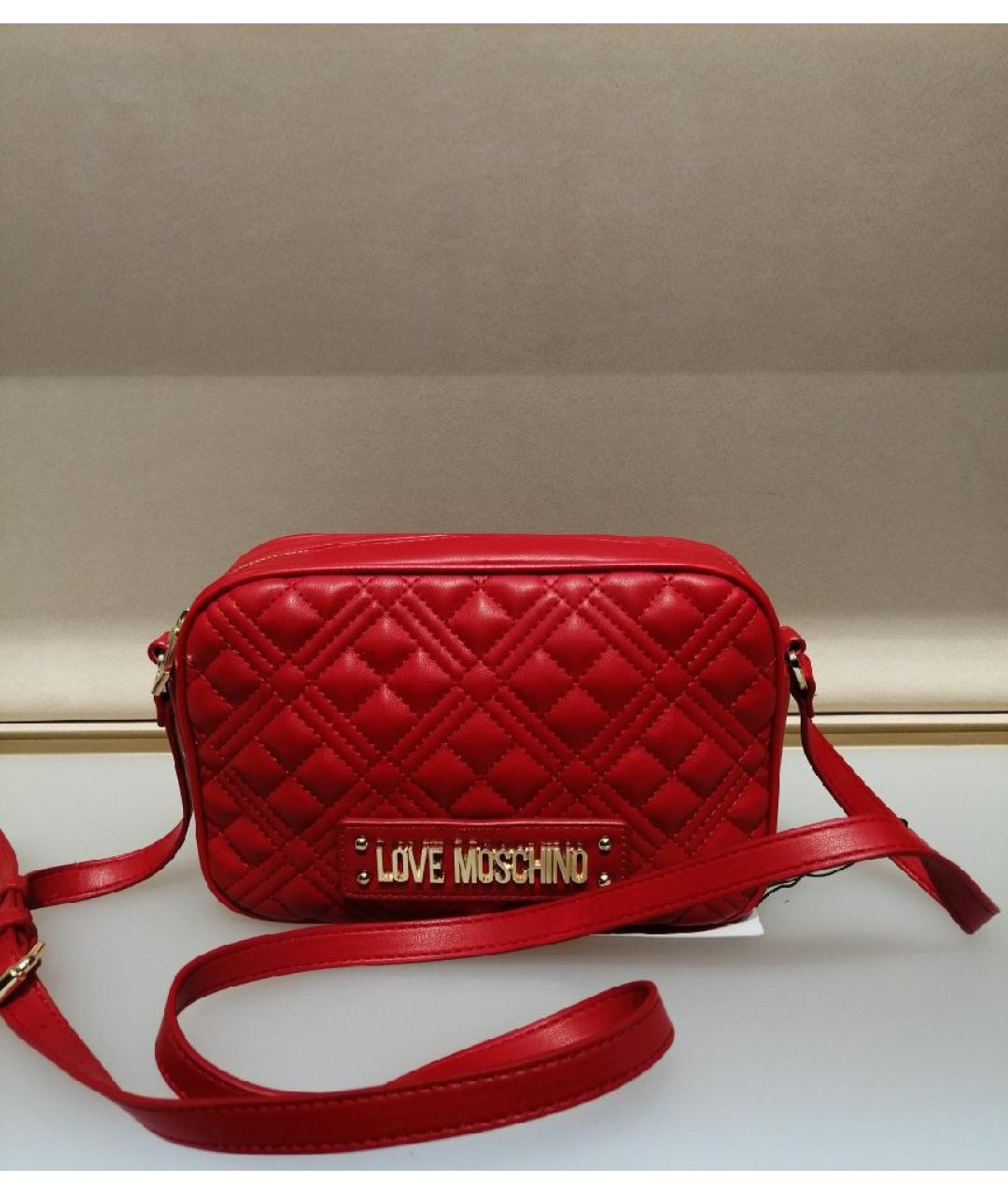LOVE MOSCHINO Красная сумка через плечо, фото 4