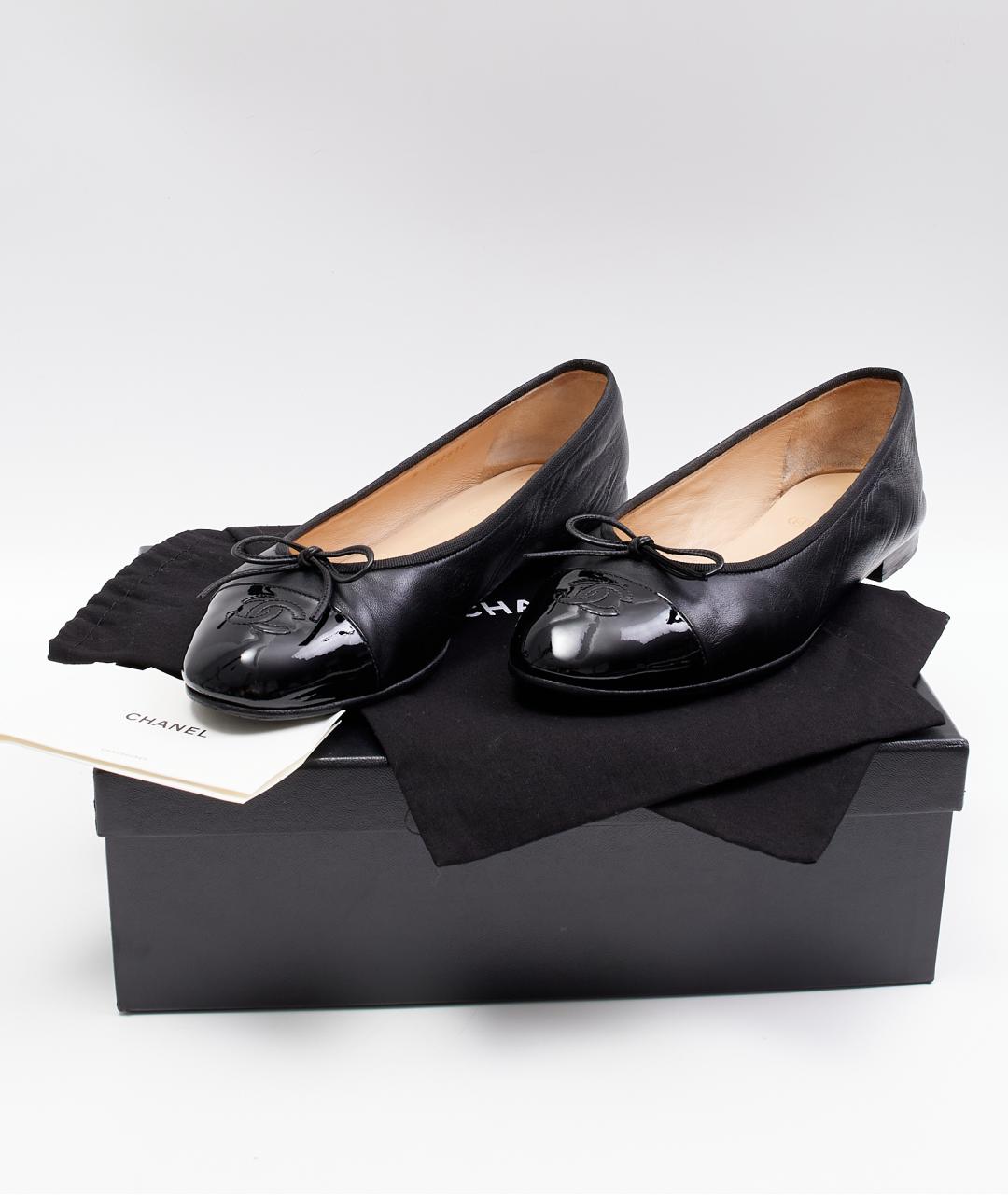 CHANEL Черные кожаные балетки, фото 6