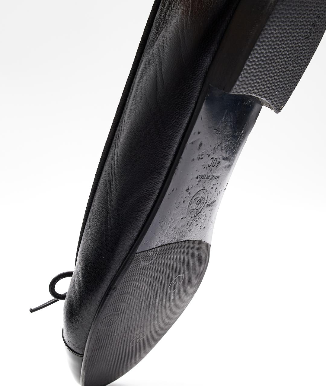 CHANEL Черные кожаные балетки, фото 5