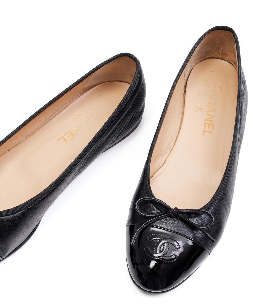 CHANEL Черные кожаные балетки, фото 3