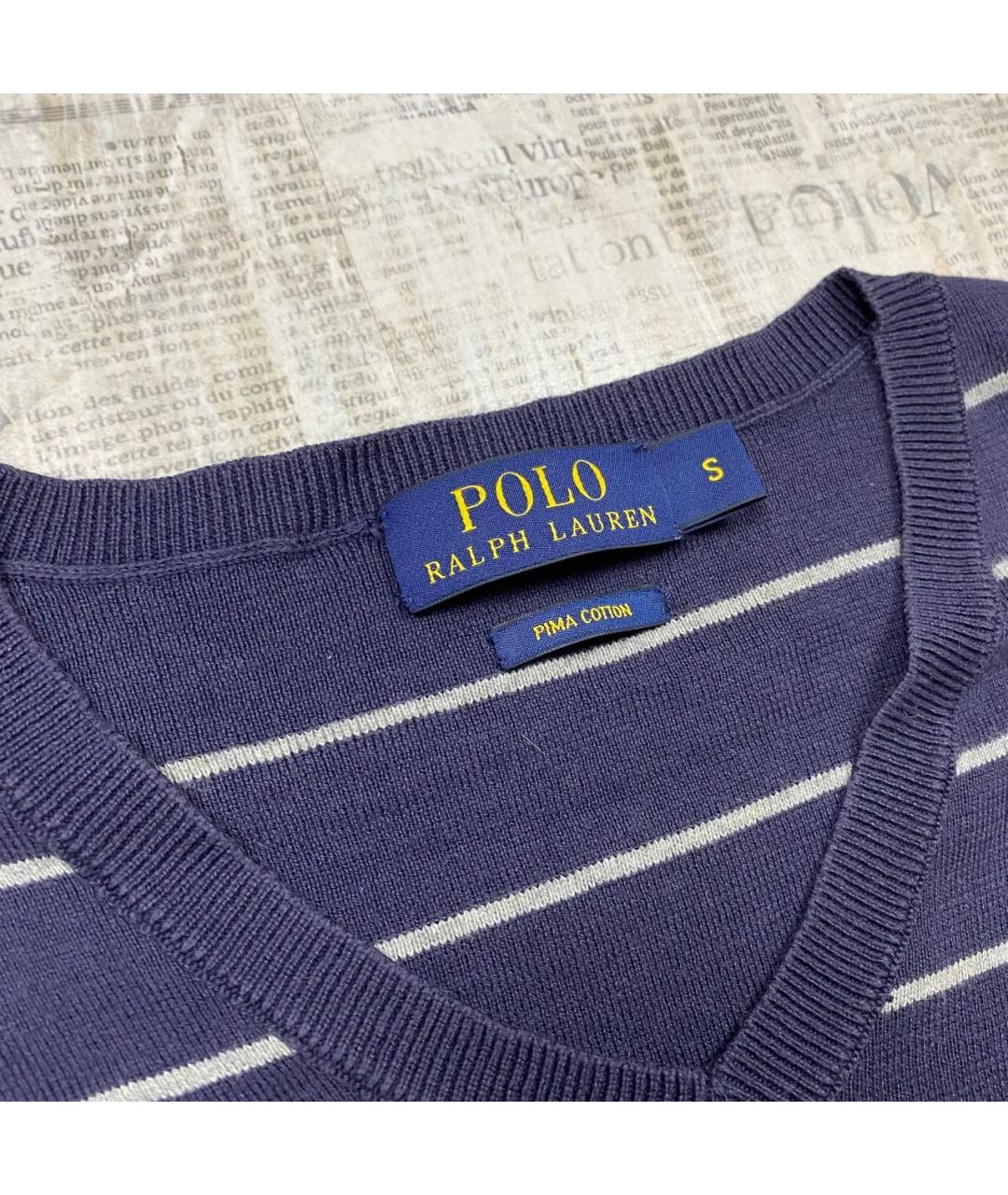 POLO RALPH LAUREN Темно-синий хлопковый джемпер / свитер, фото 3